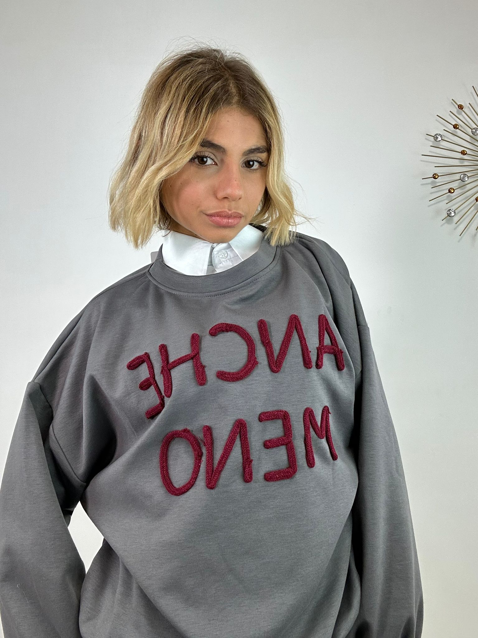 Felpa "Anche Meno" M6023 - Grigio