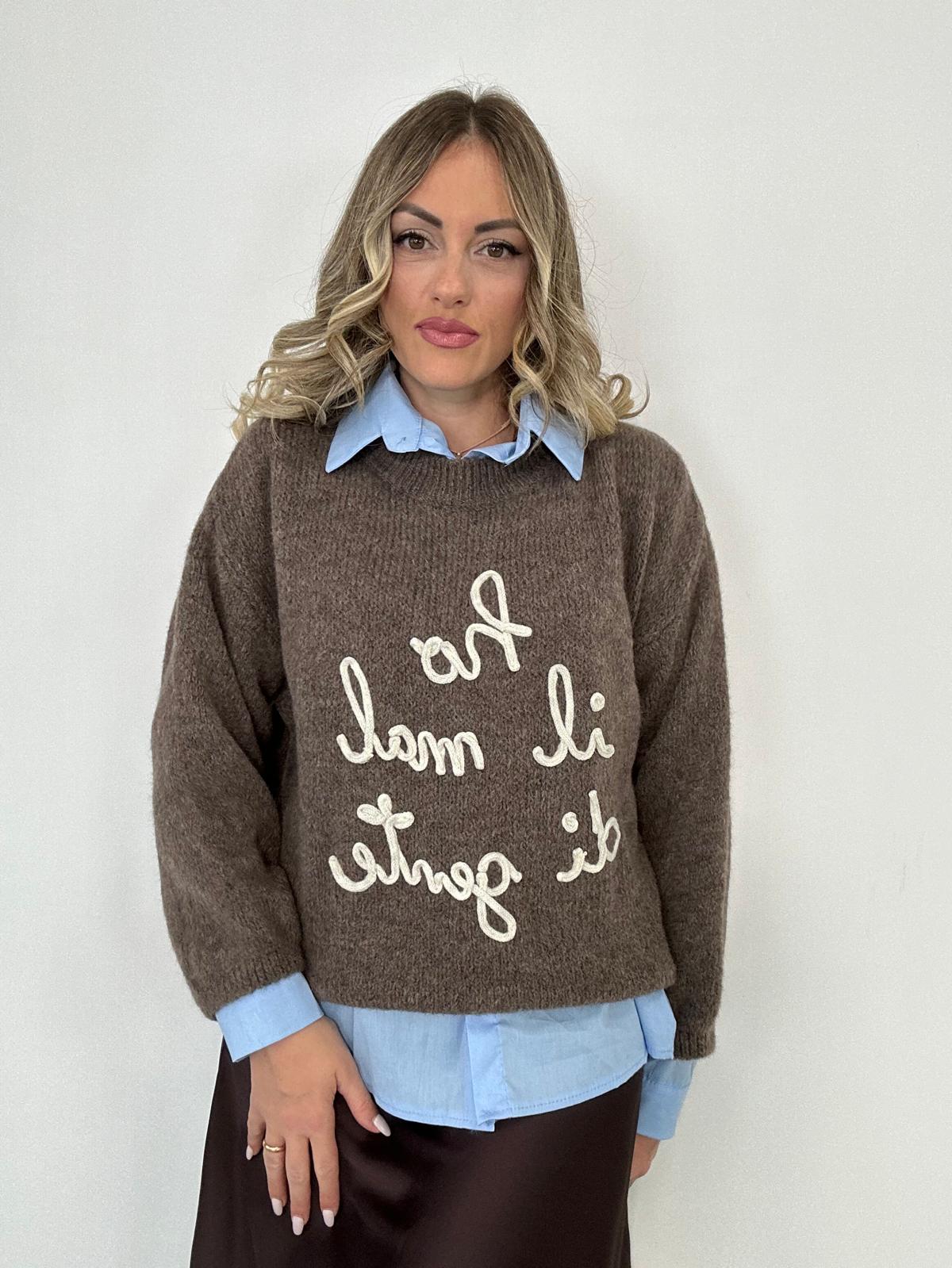 Maglione (ho il mal di gente ) A2903 - Fango