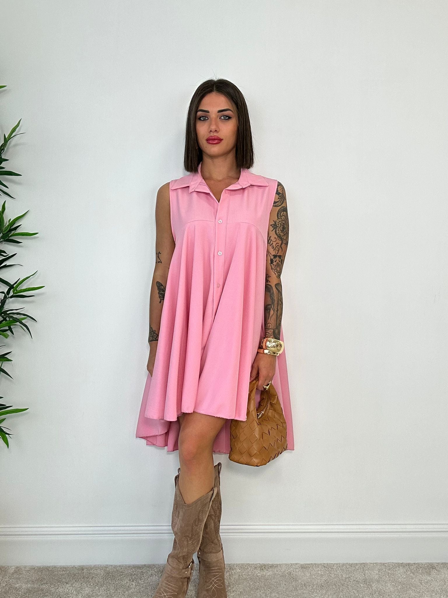 Abito Casual Smanicato - Rosa