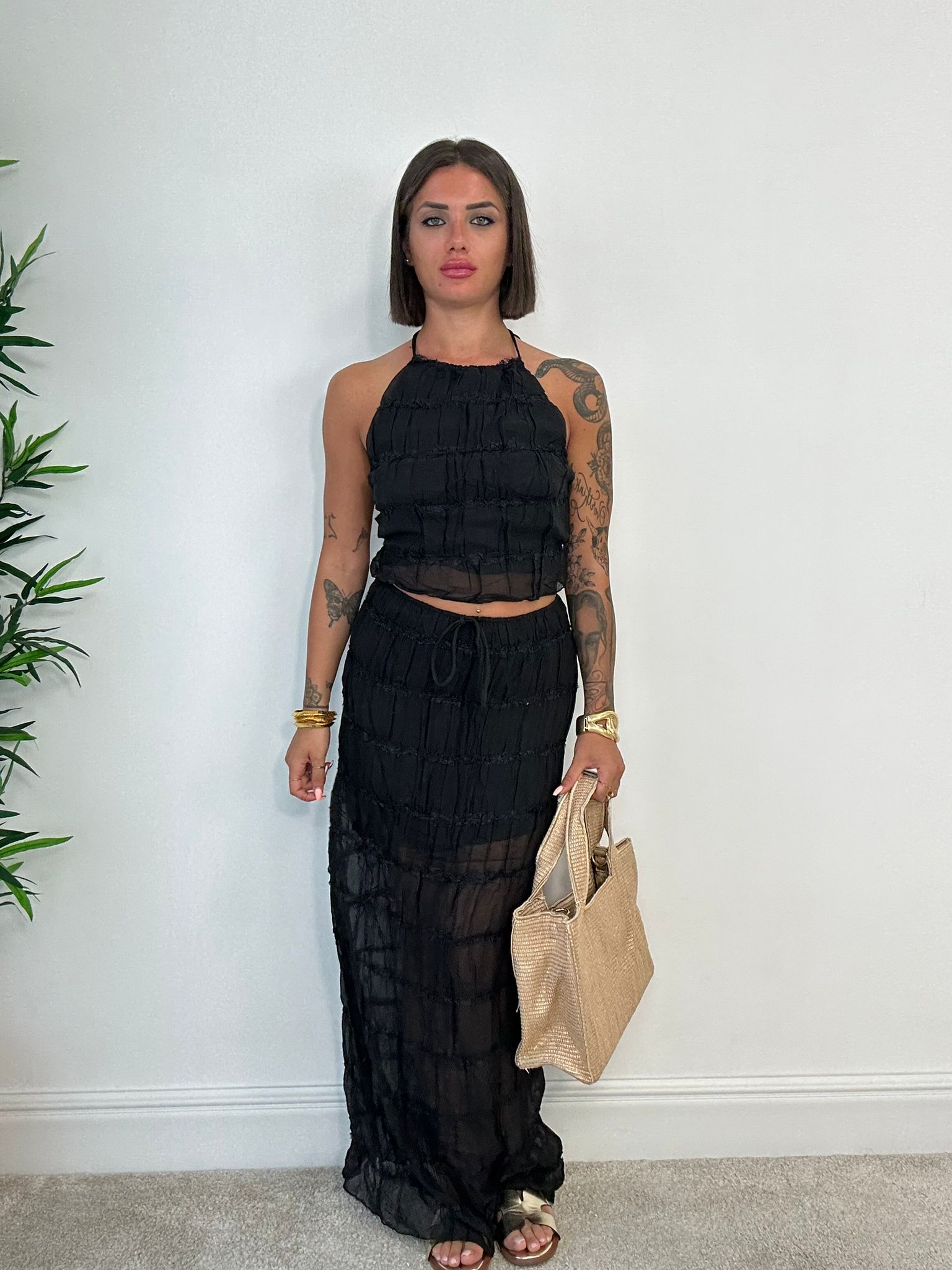 Coordinato Smeralda (Top + Gonna) Nero