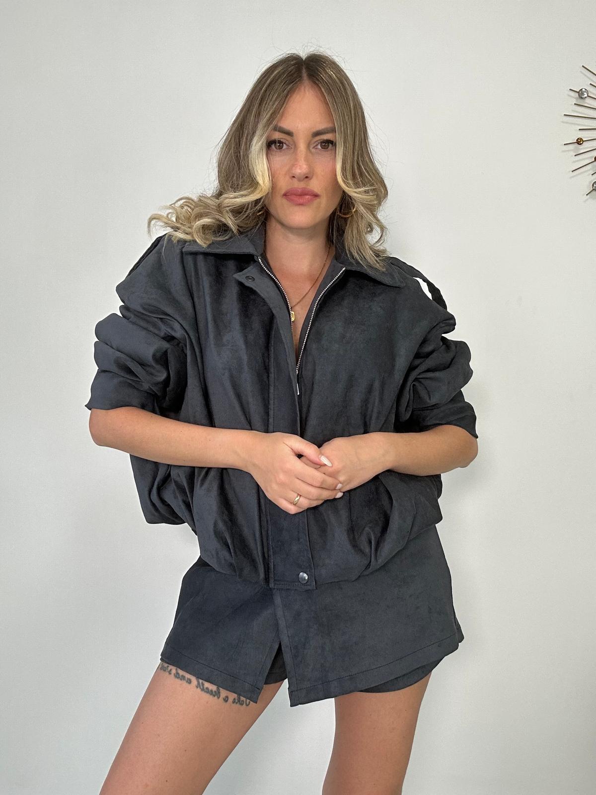 Giacca effetto Camoscio - Grigio Scuro