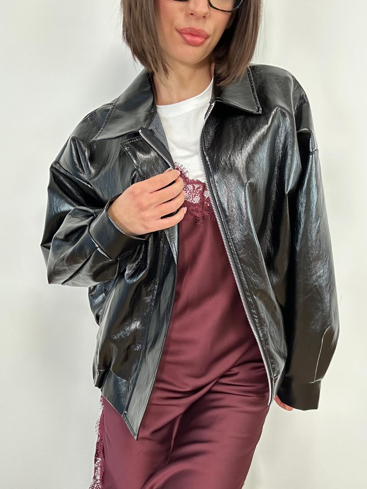Giacca effetto pelle lucido 5911 - Nero