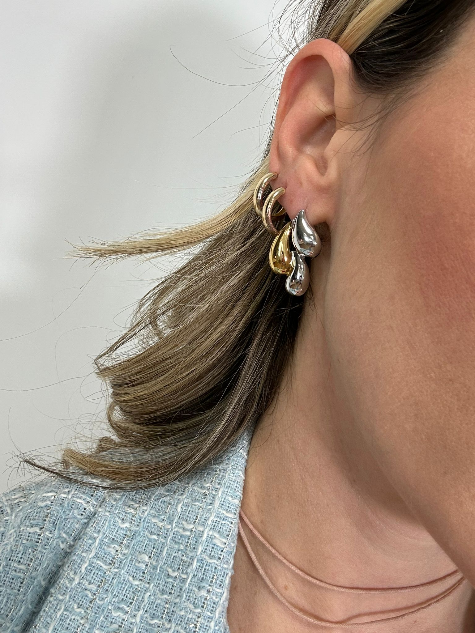 Orecchini a tre gocce - Oro e Argento