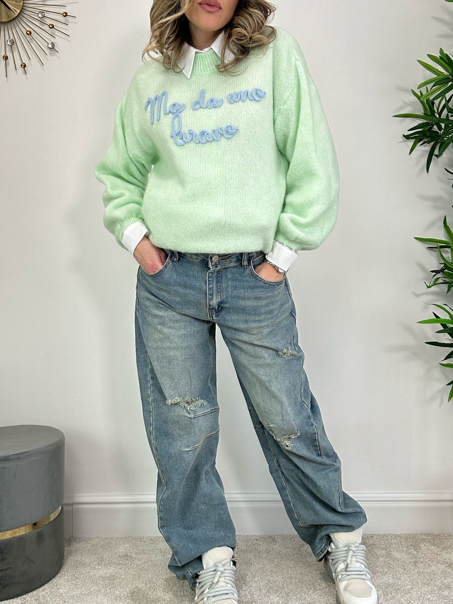 Zerrissene Jeans - Sand NUR IN S ERHÄLTLICH