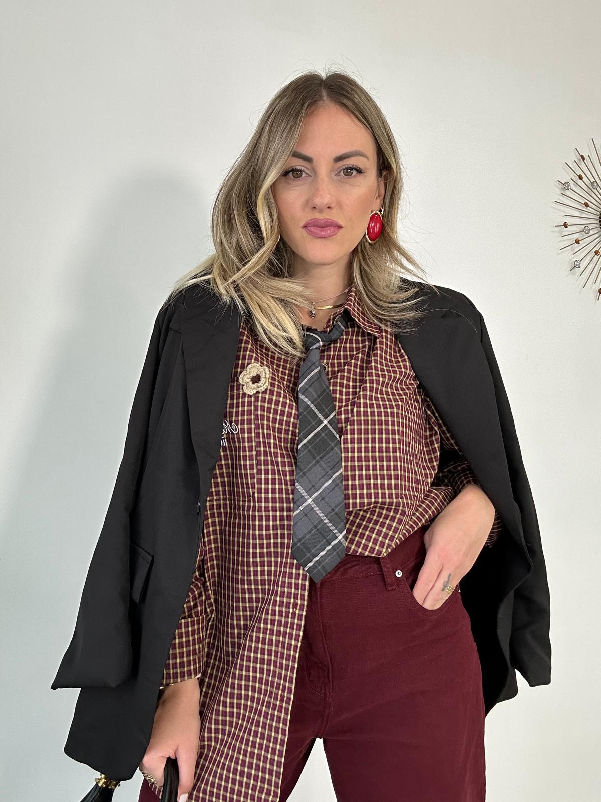 Camicia con cravatta MC930 - Giallo e Bordeaux
