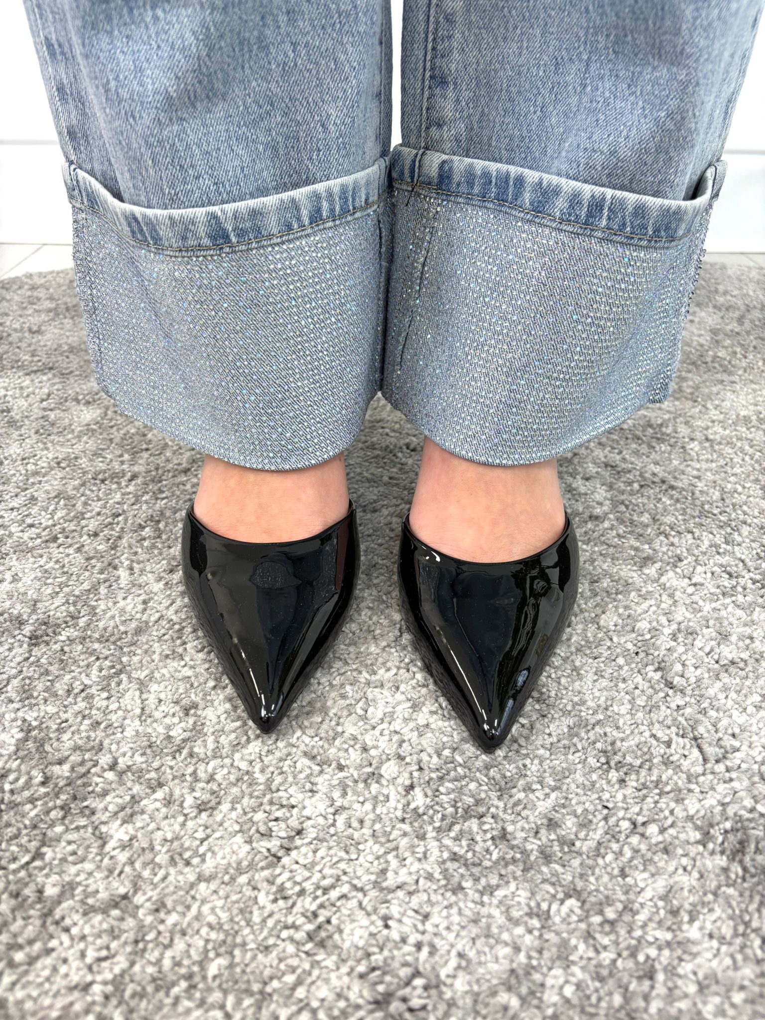 Escarpins à bride arrière en cuir verni - Noir