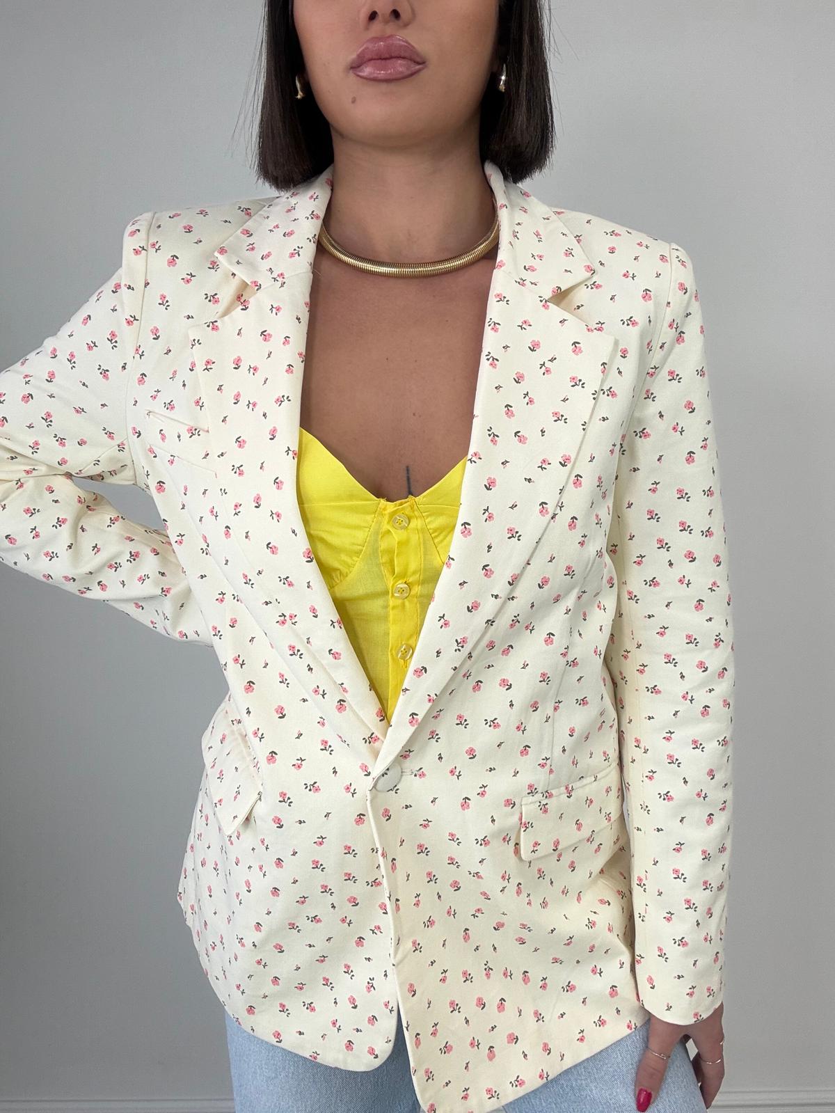 Blazer à roses - crème
