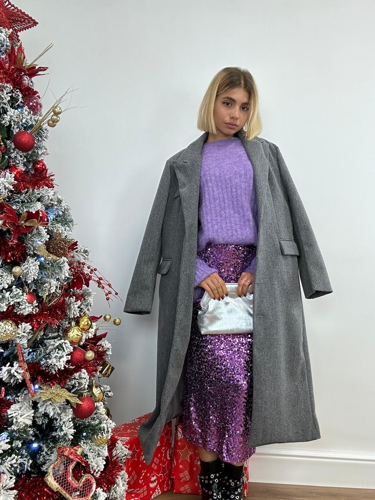 Gonna Longuette con Paillettes 3018 - Lilla