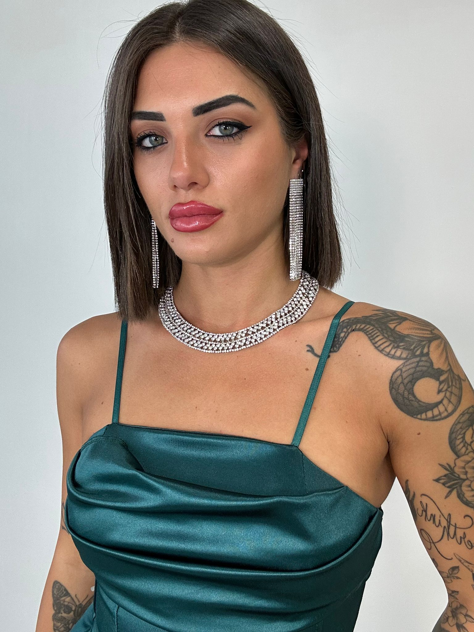 Strass Choker Halskette - Silber