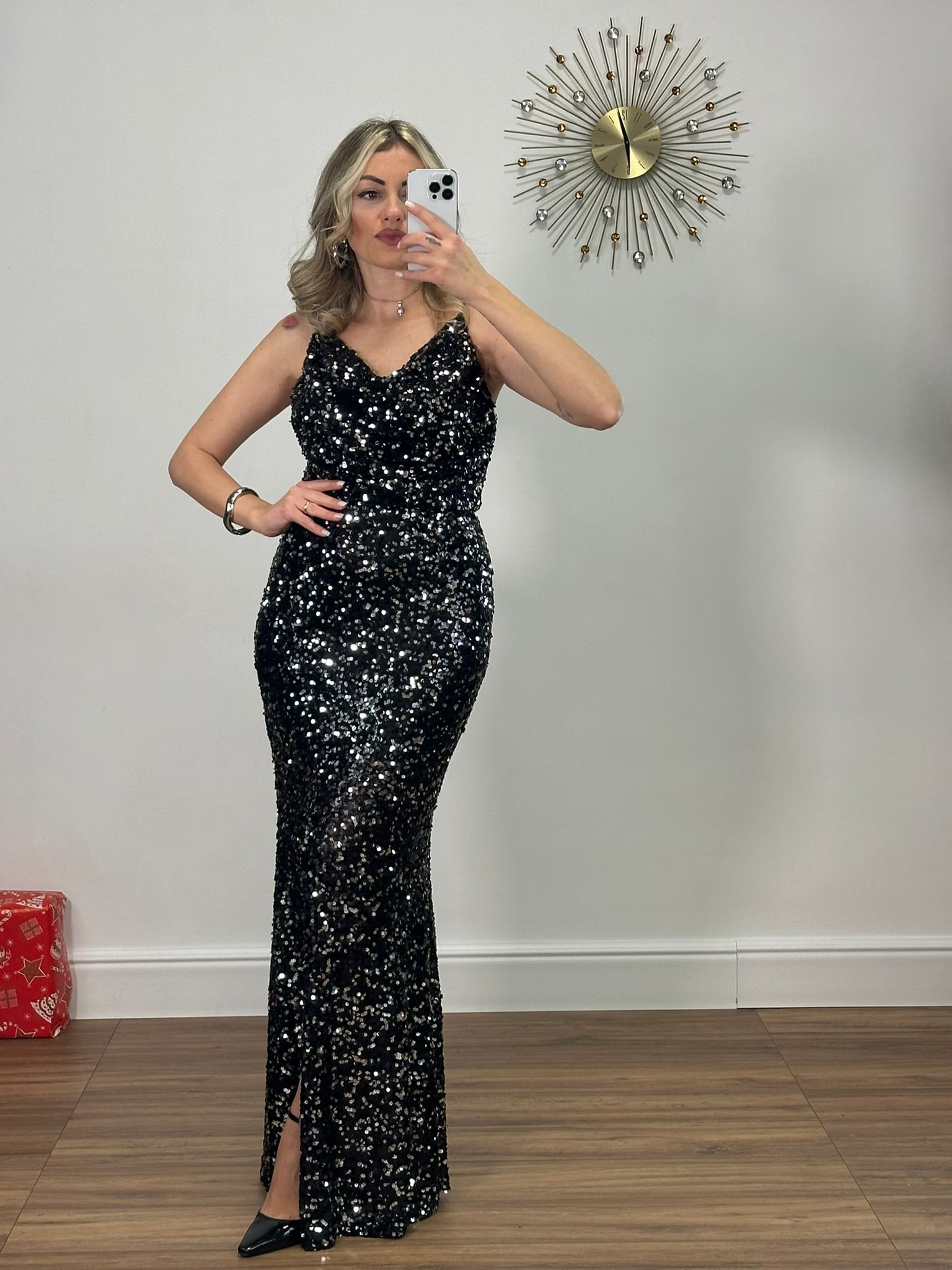 Abito con Paillettes 6590 - Nero