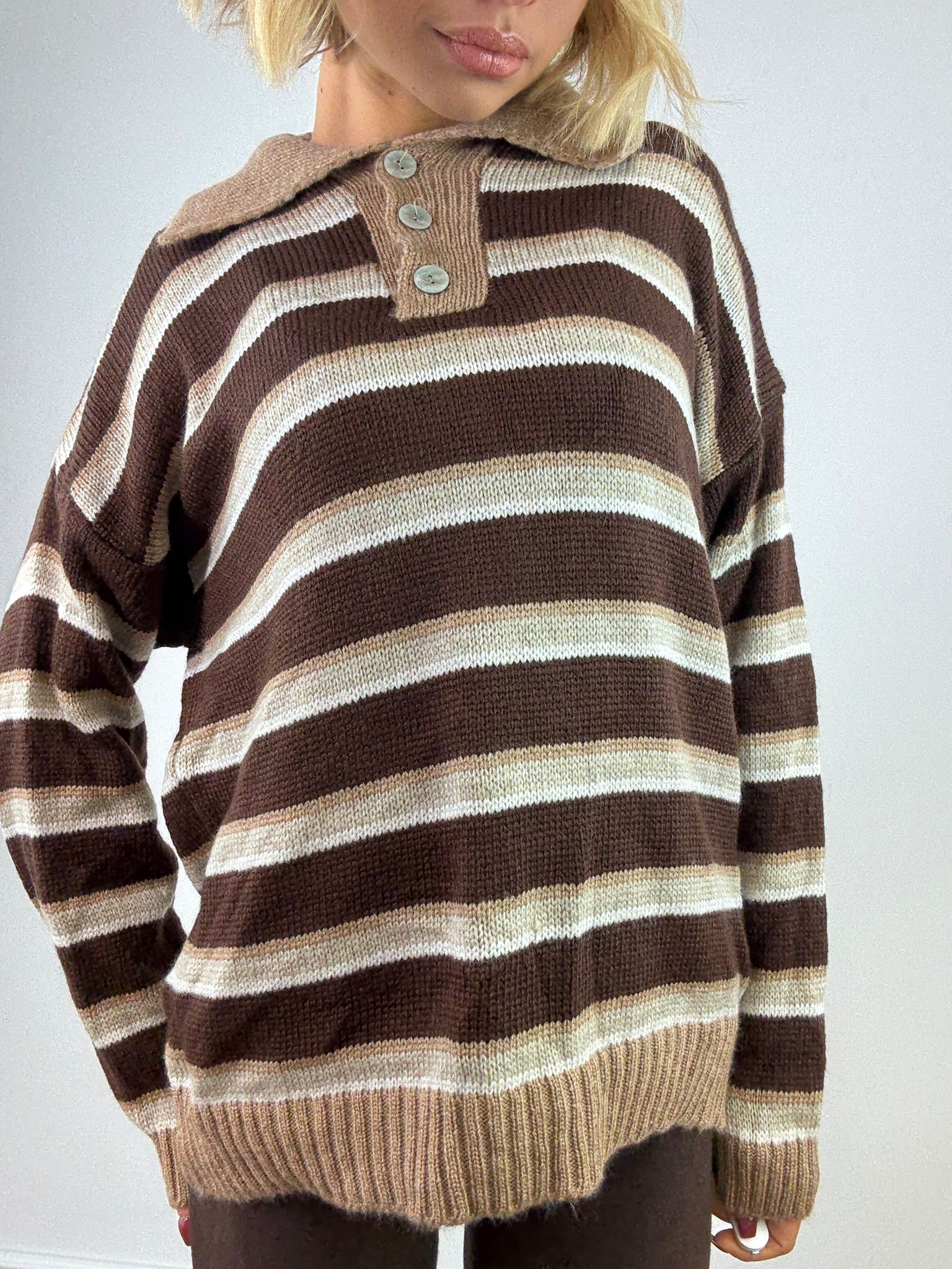 Maglione 33829 - Marrone e Beige
