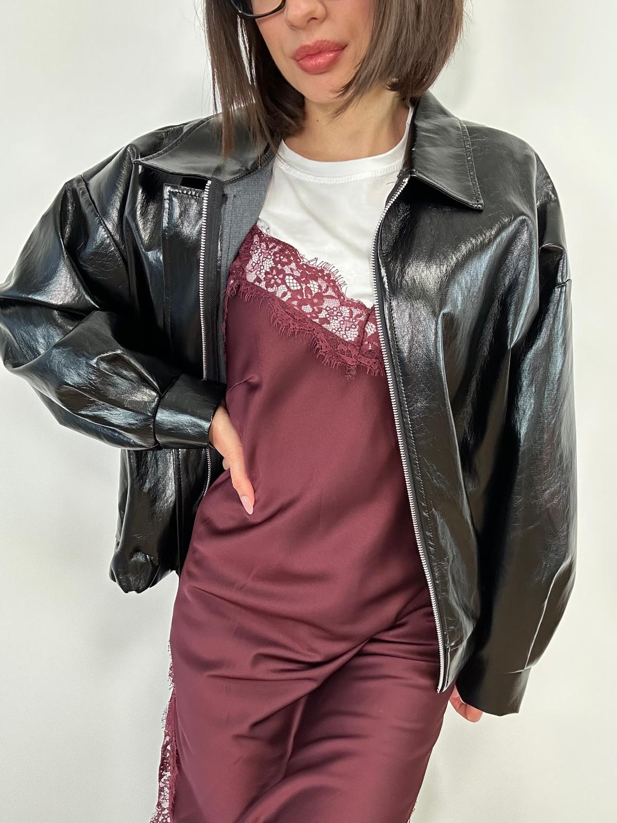 Giacca effetto pelle lucido 5911 - Nero