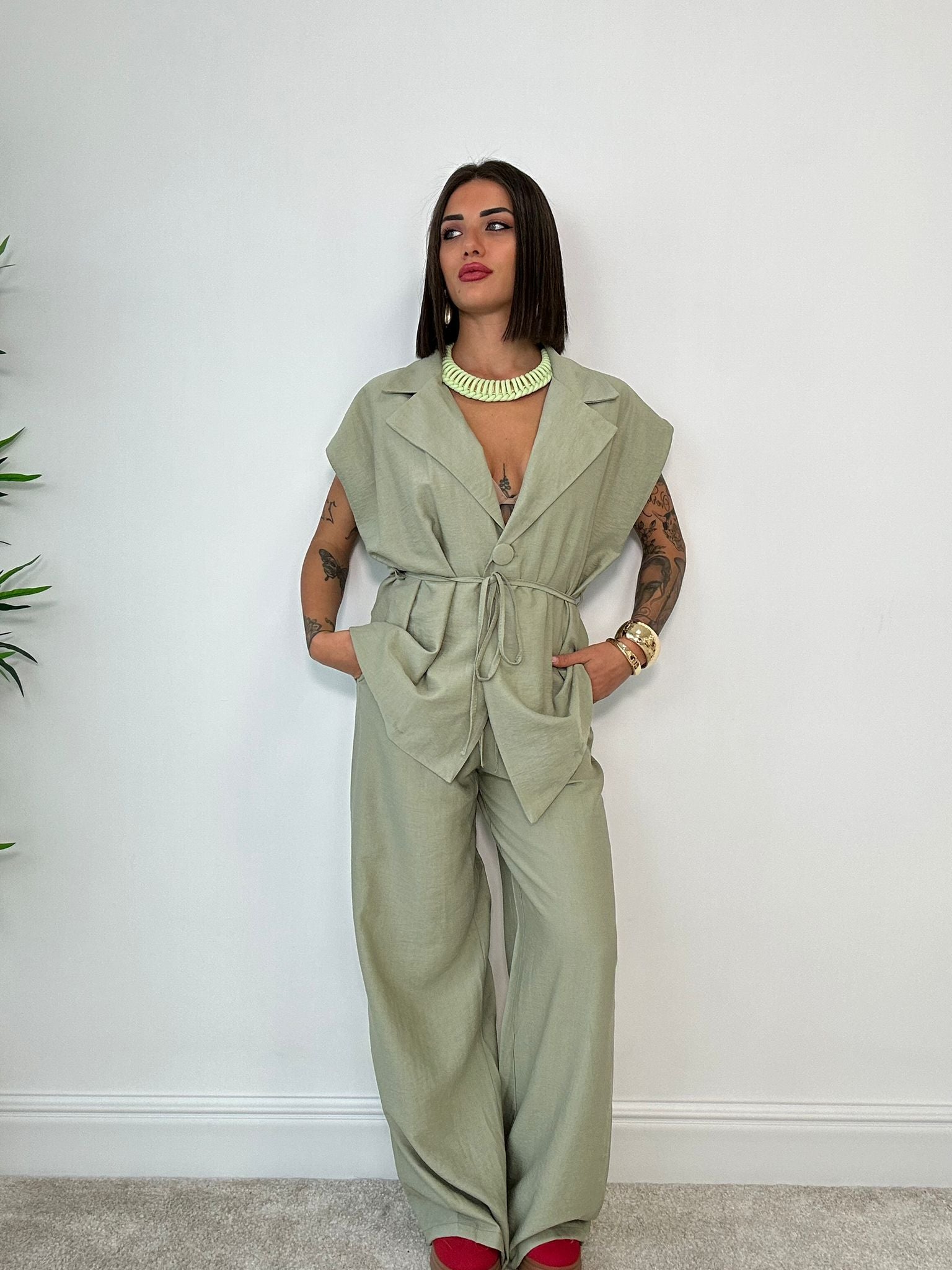Coordinato Bahamas (Giacca Smanicata + Pantalone) Verde