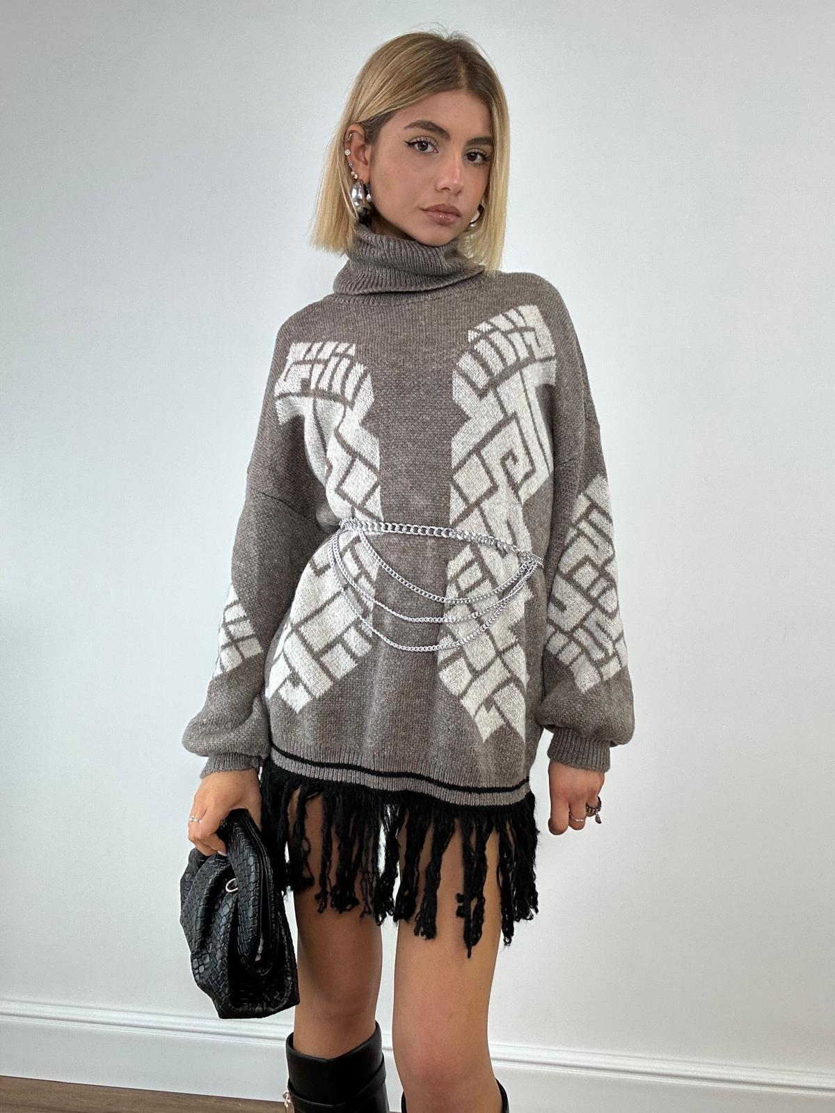 Abito con frange 25870 - Fango