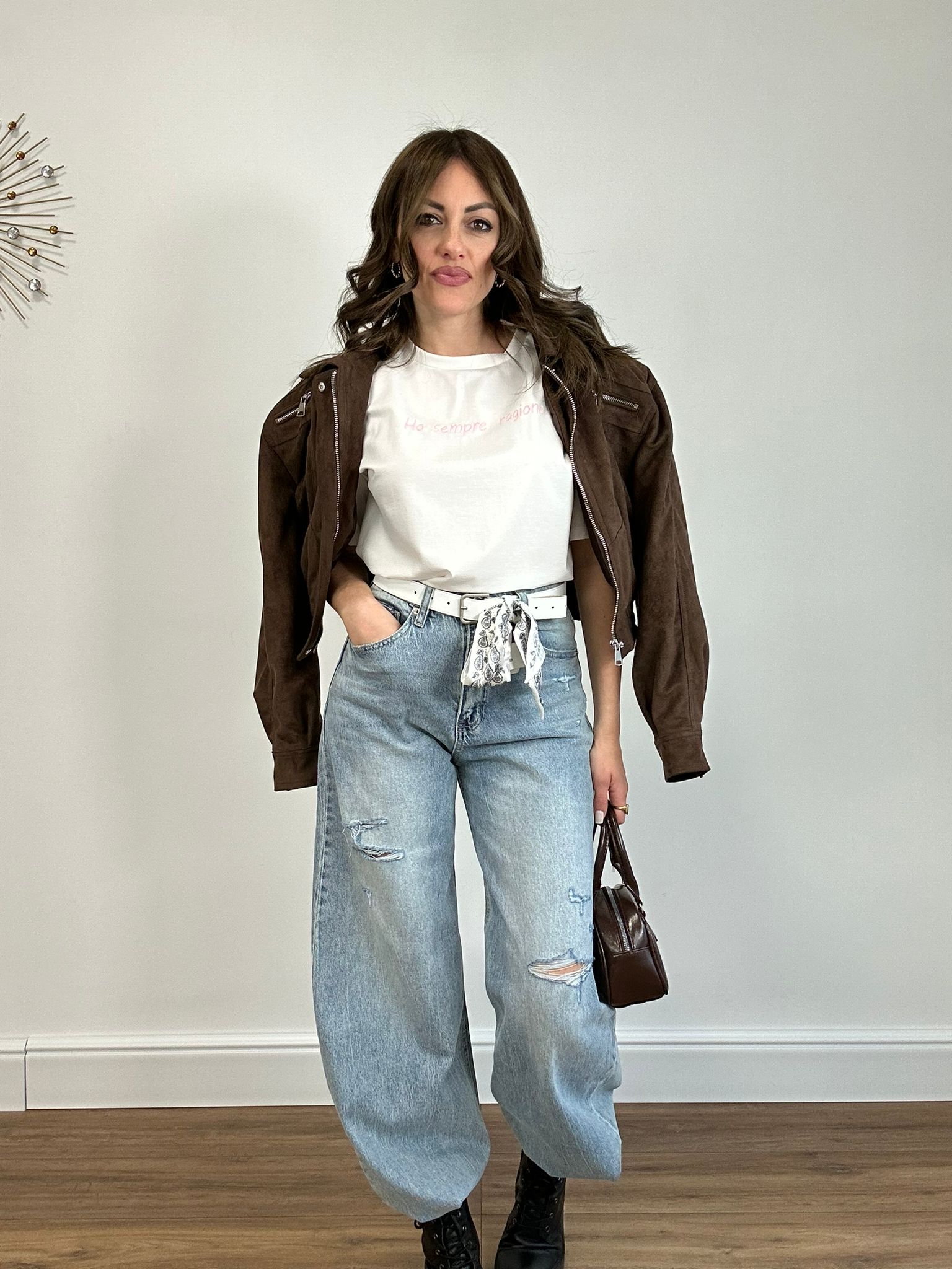 Jeans con foulard F122 - Lavaggio Chiaro