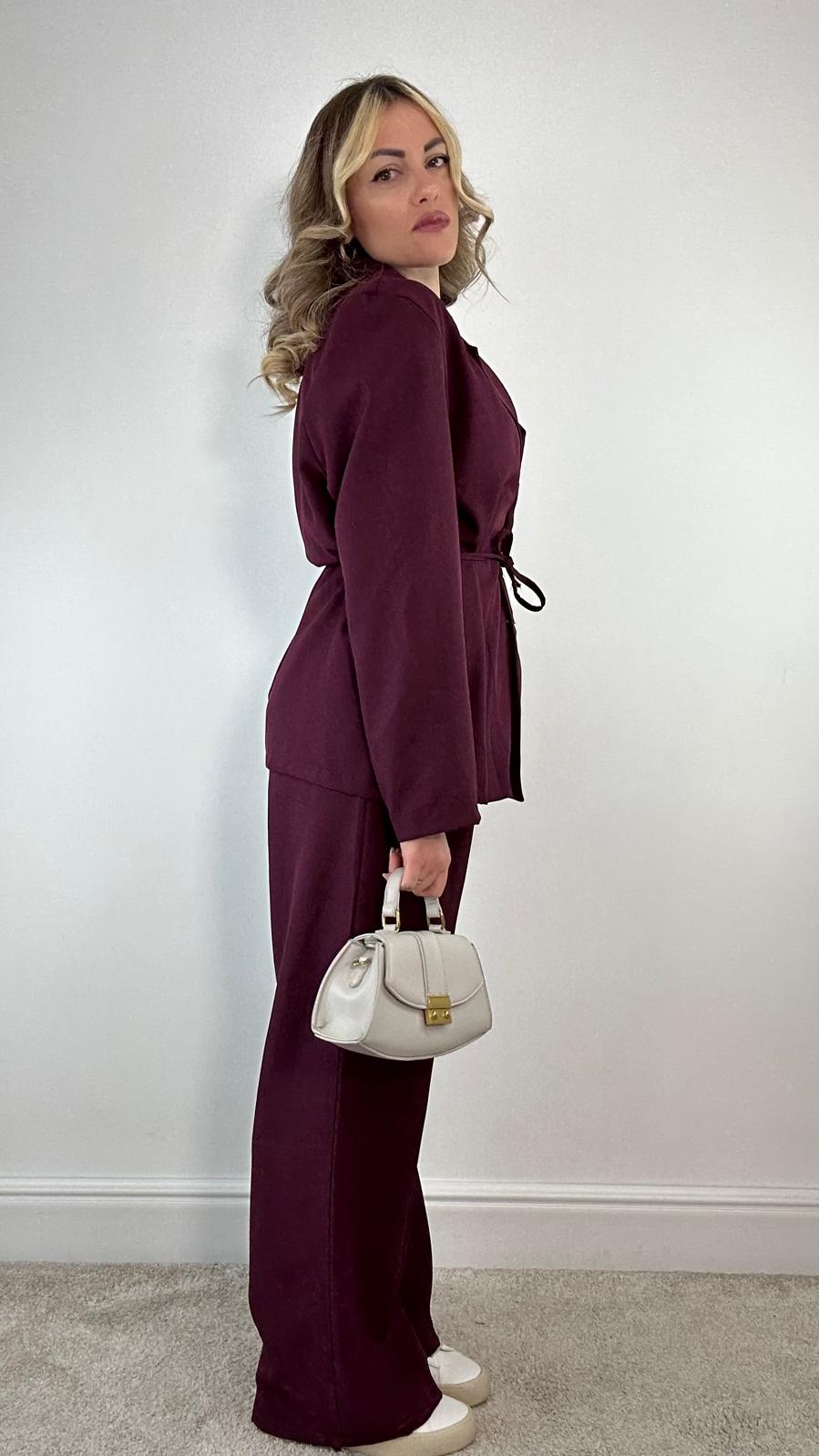 Coordinato M13351 (Camicia + Pantalone) Prugna