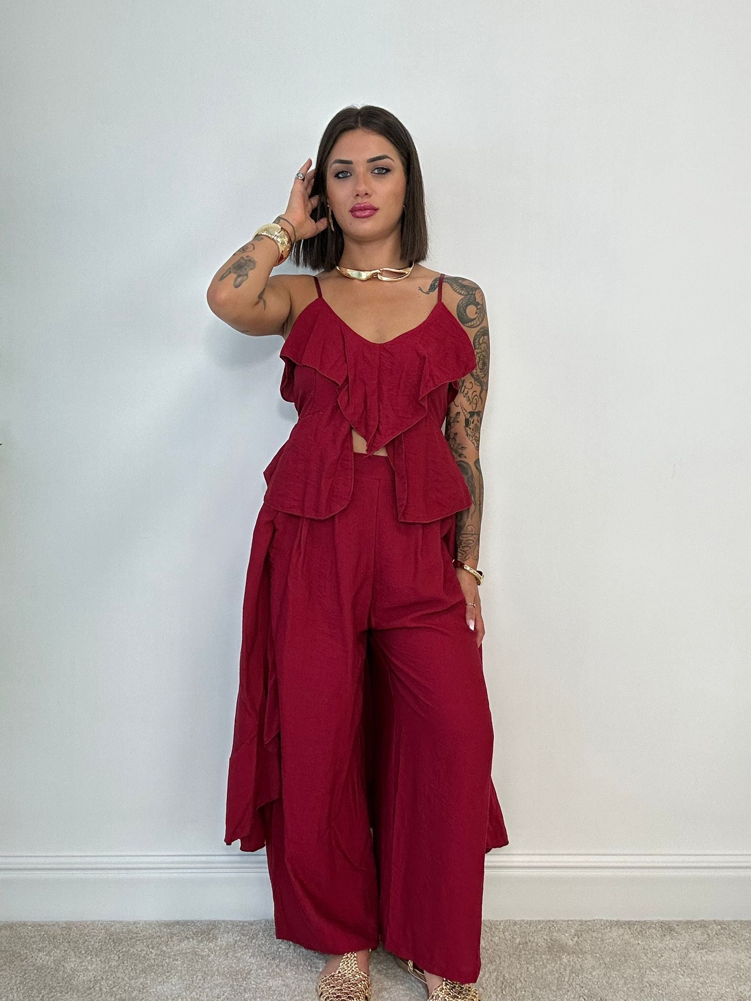 Coordinato Granada (Top Lungo + Pantalone) Rosso