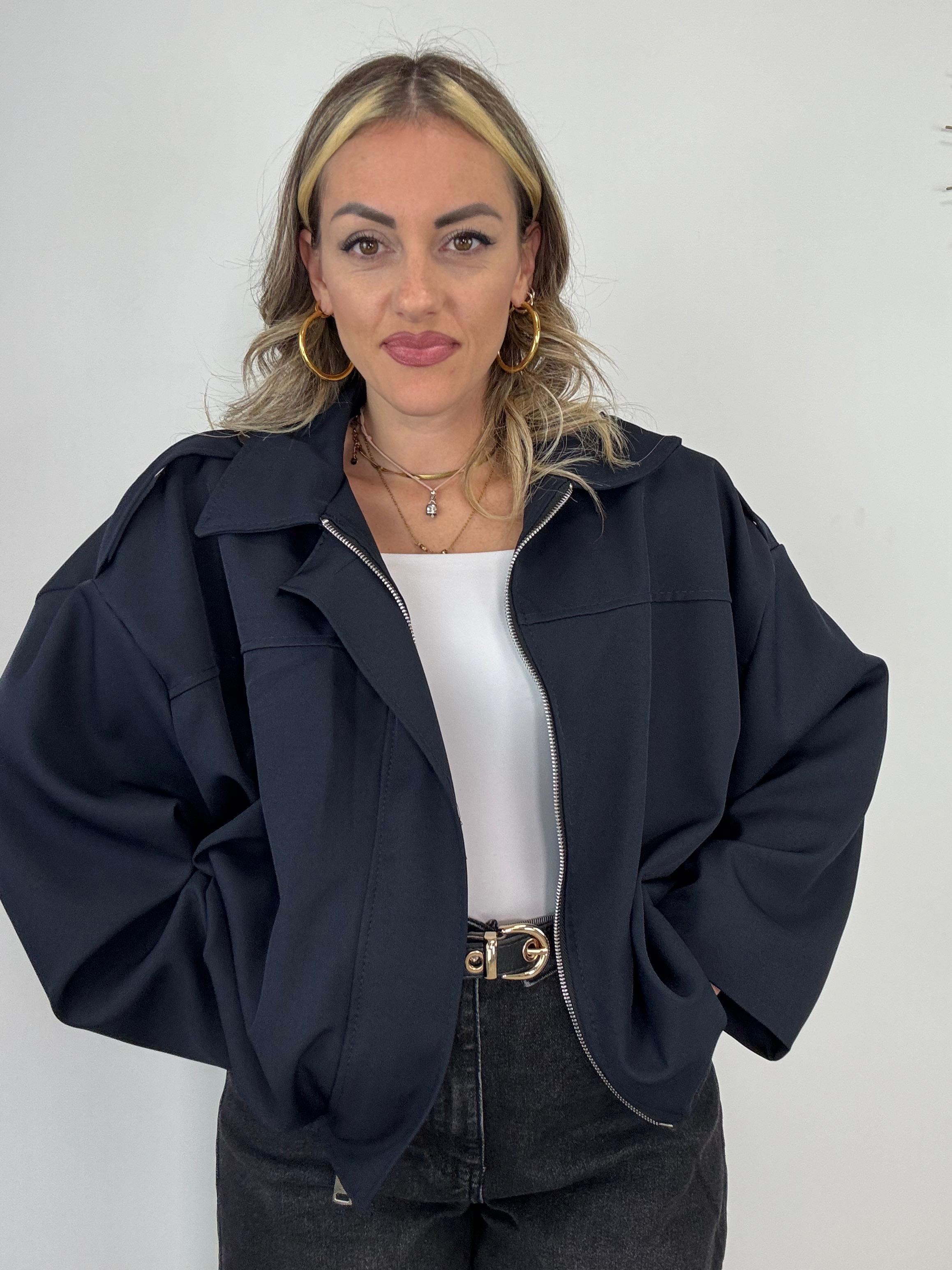 Giubbino Crop M13373 - Blu Notte