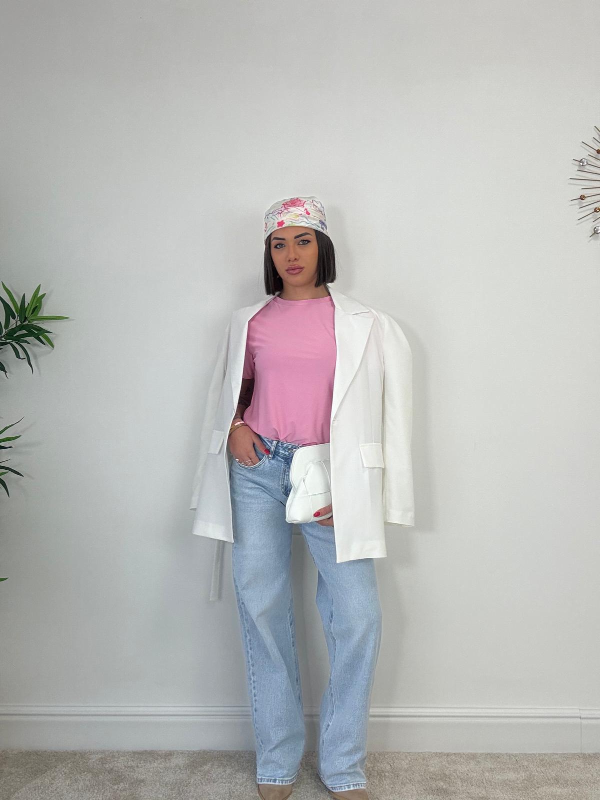 Jeans con foulard a palazzo - Lavaggio chiaro