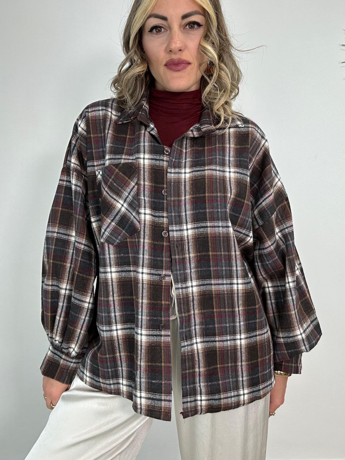 Camicia 24616 - Marrone e Bordeaux