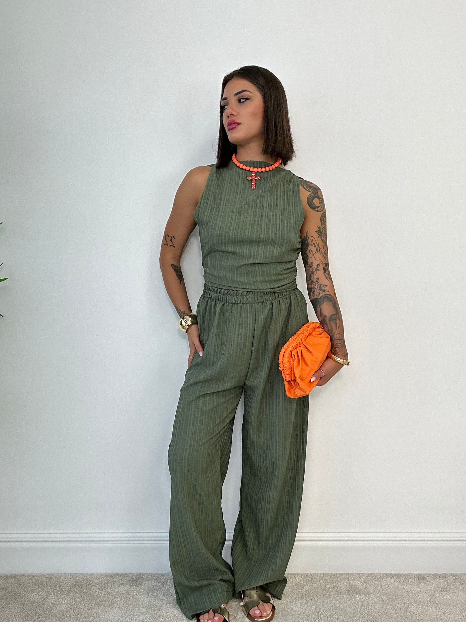 Coordinato Simona (Top + Pantalone) Verde