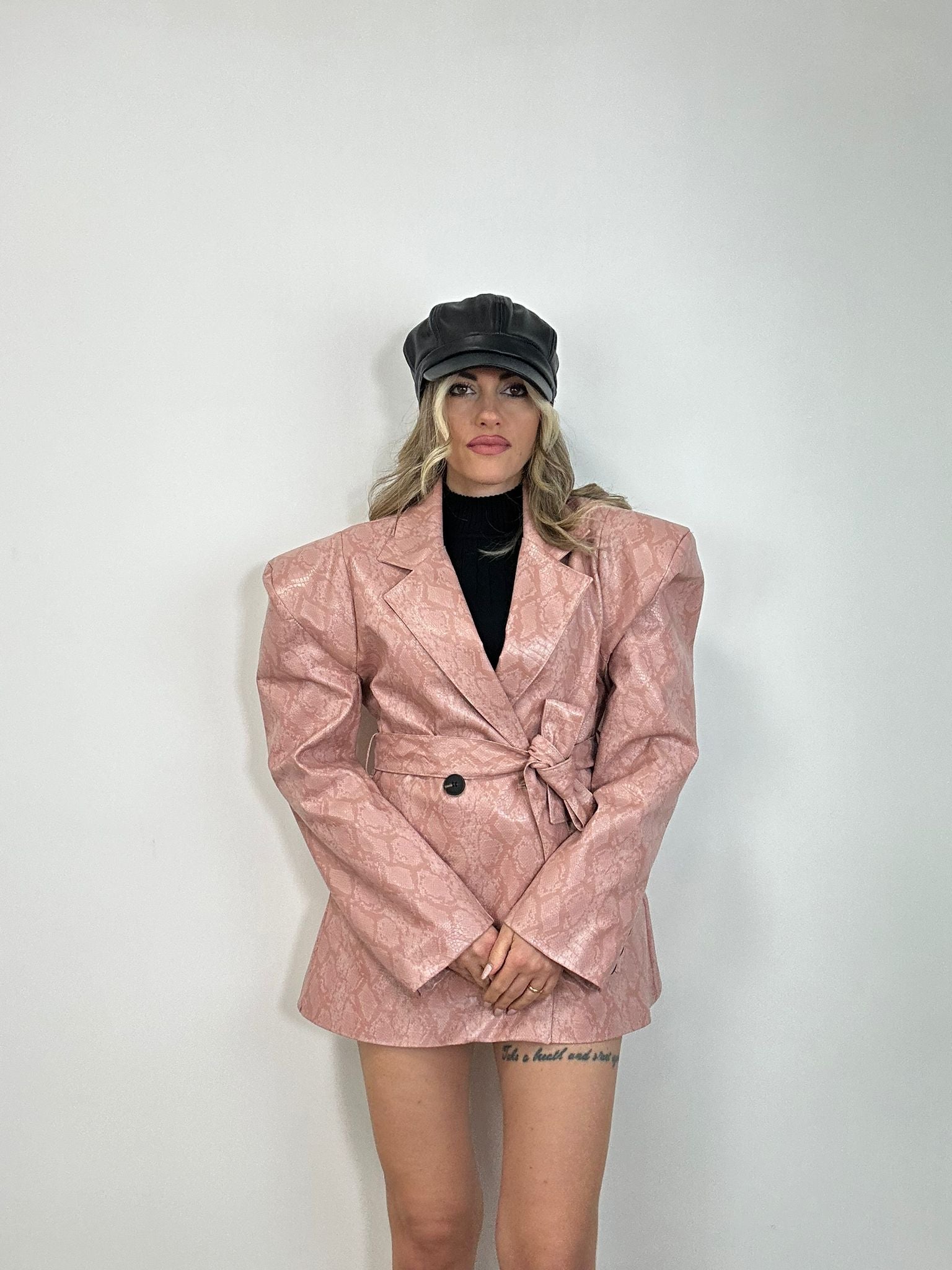 Blazer ecopelle pitonata C26 - Rosa