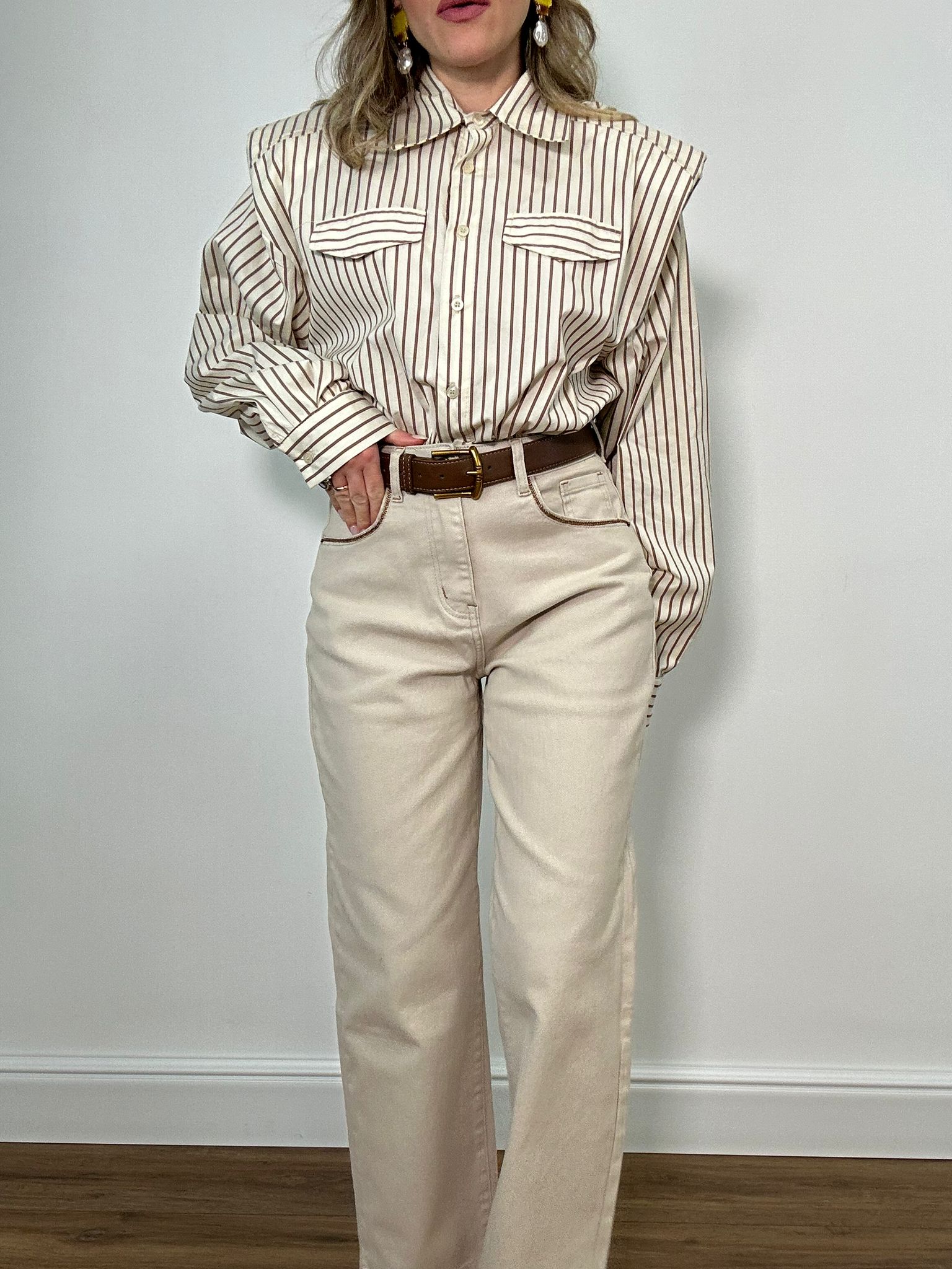 Jeans Mom Fit 32637 - Beige