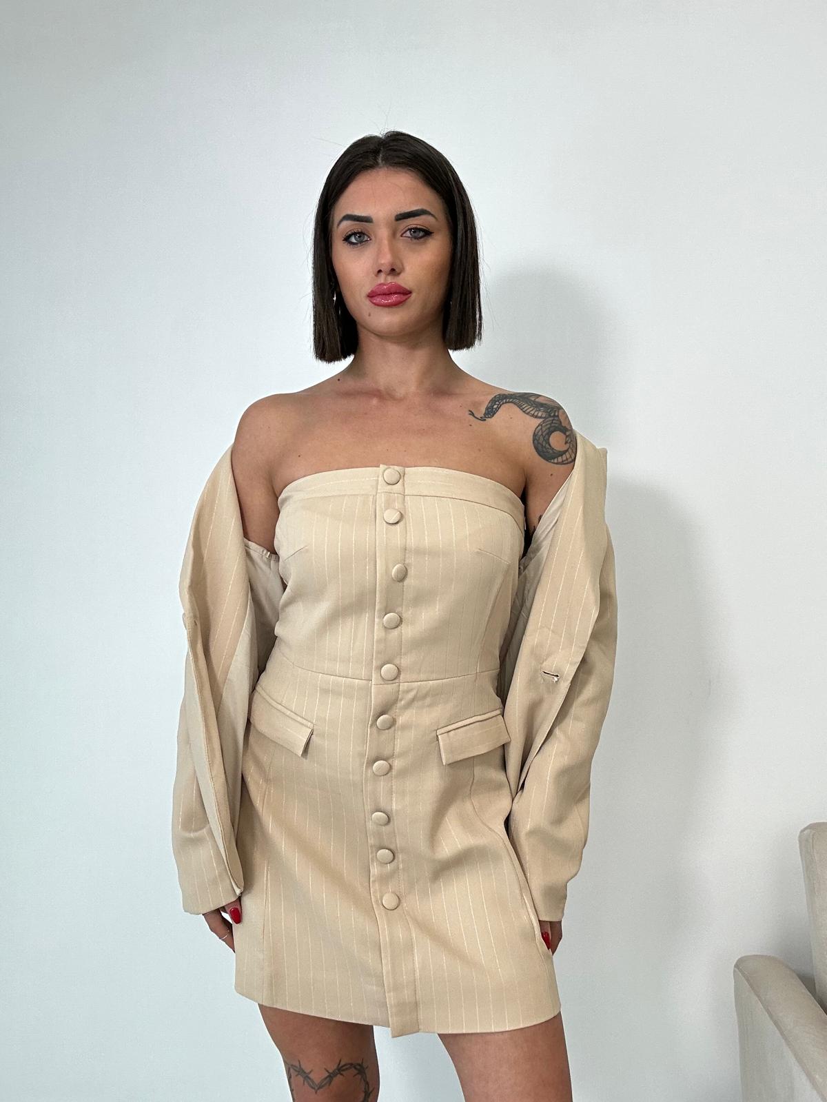 Coordonnée Lady (Robe + Blazer) - Beige