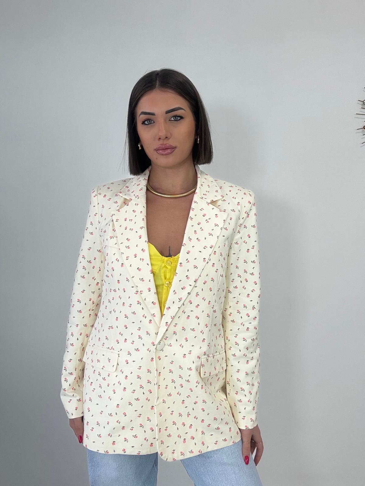 Blazer à roses - crème