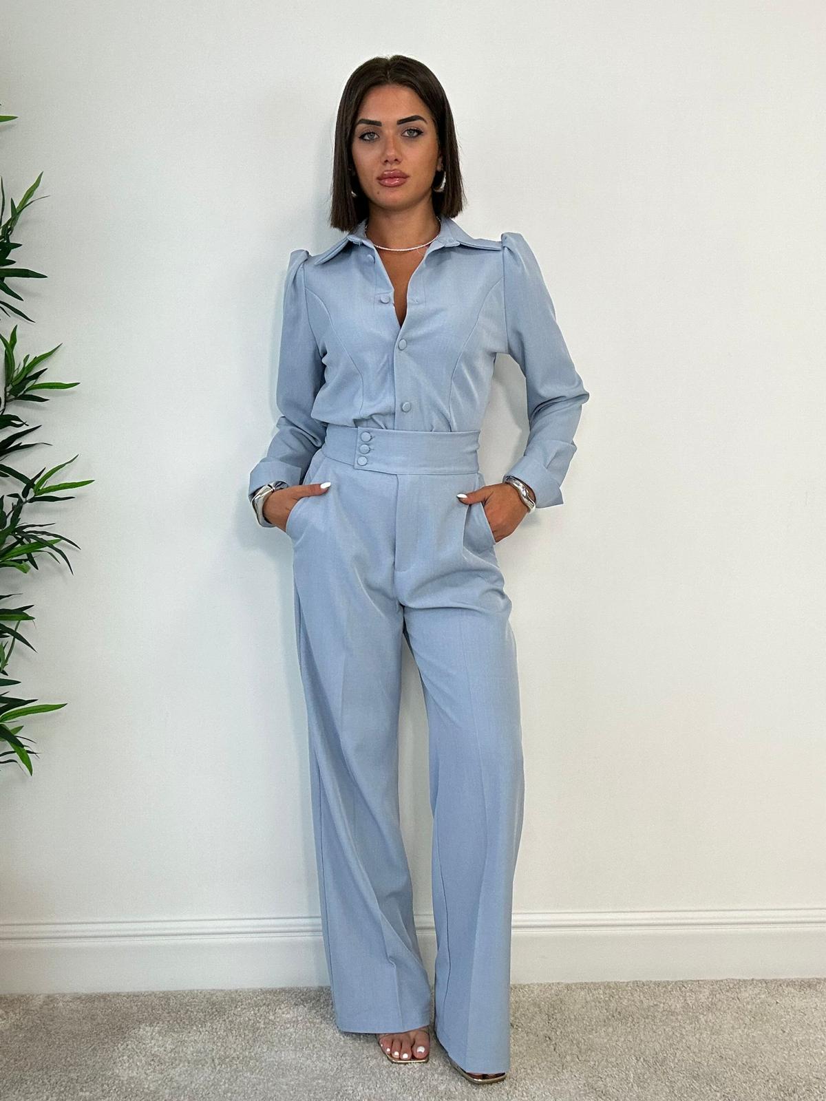 Coordinato (Camicia + Pantalone Vita Alta) Carta da zucchero