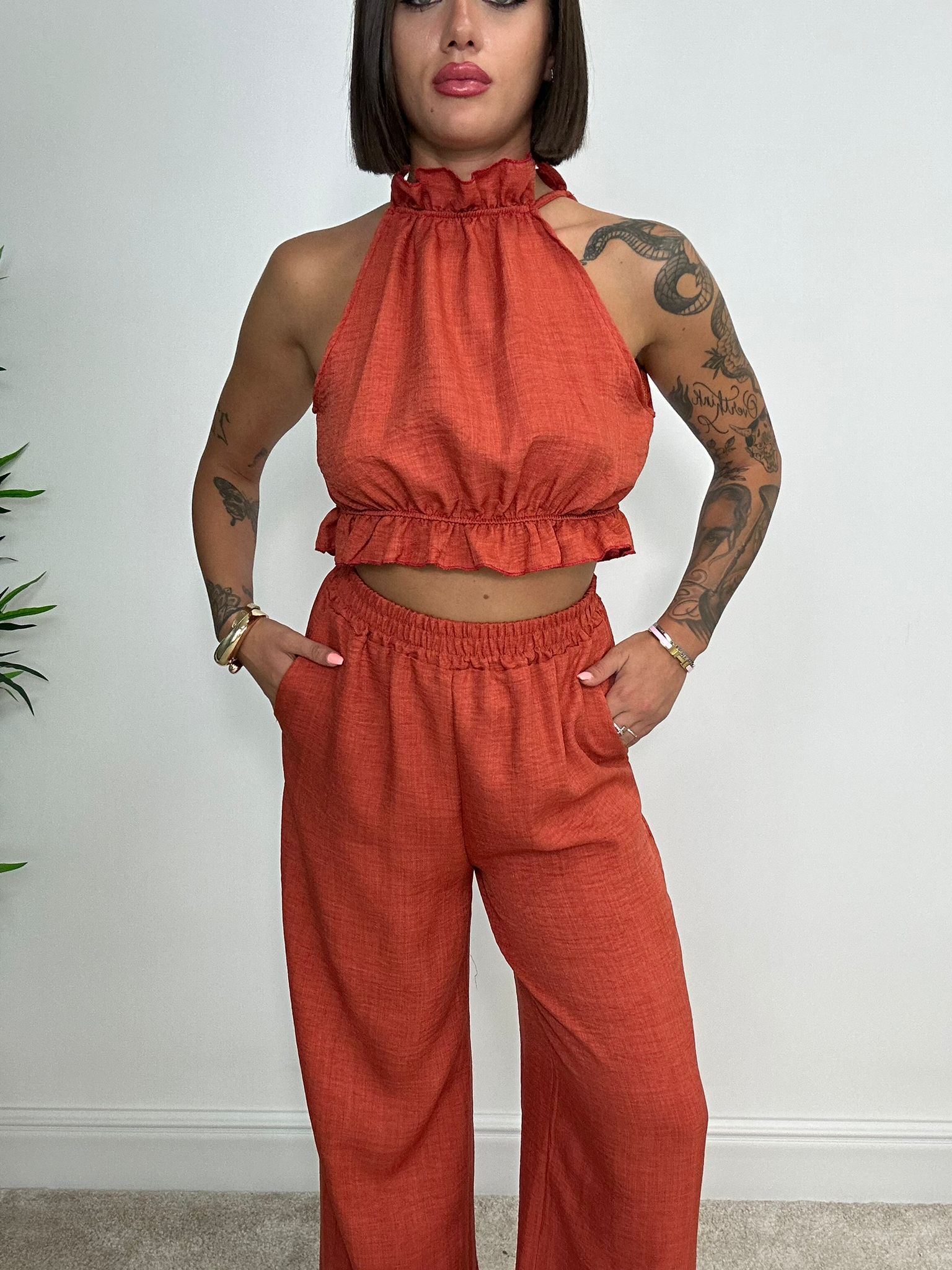 Coordinato Miami (Top + Pantalone) Coccio
