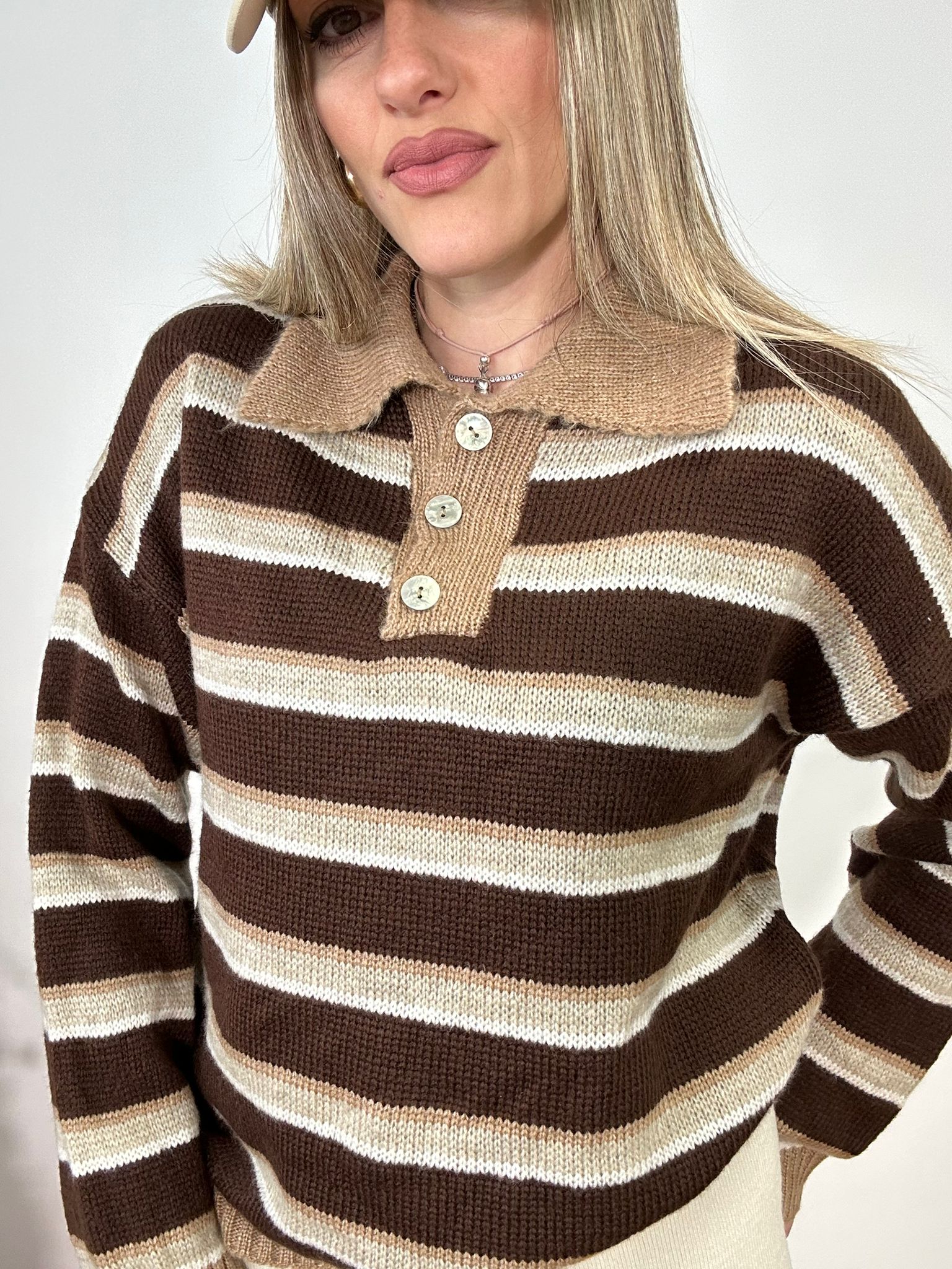 Maglione 33829 - Marrone e Beige