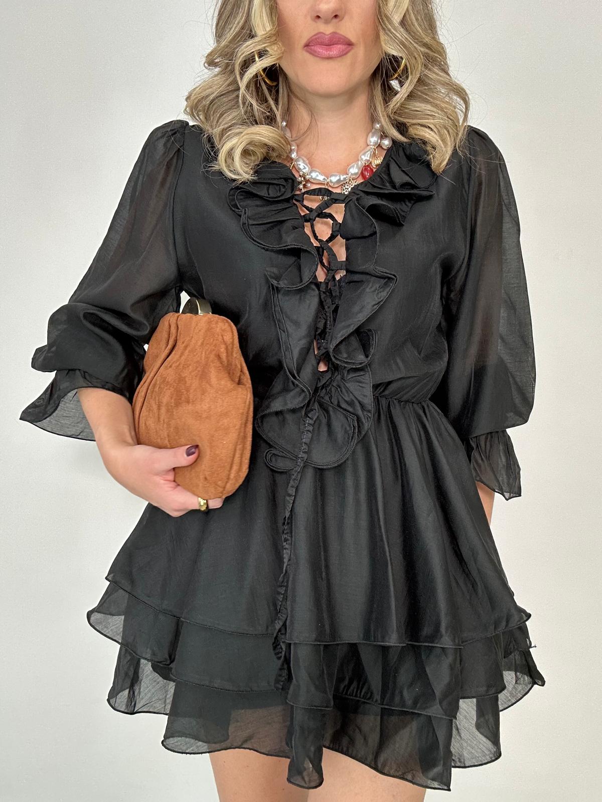 Coordinato M1602 (Blusa + Pantaloncino) Nero