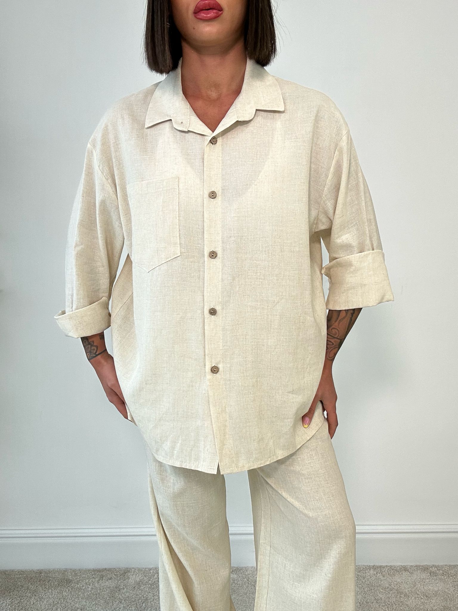 Camicia in Lino- Beige
