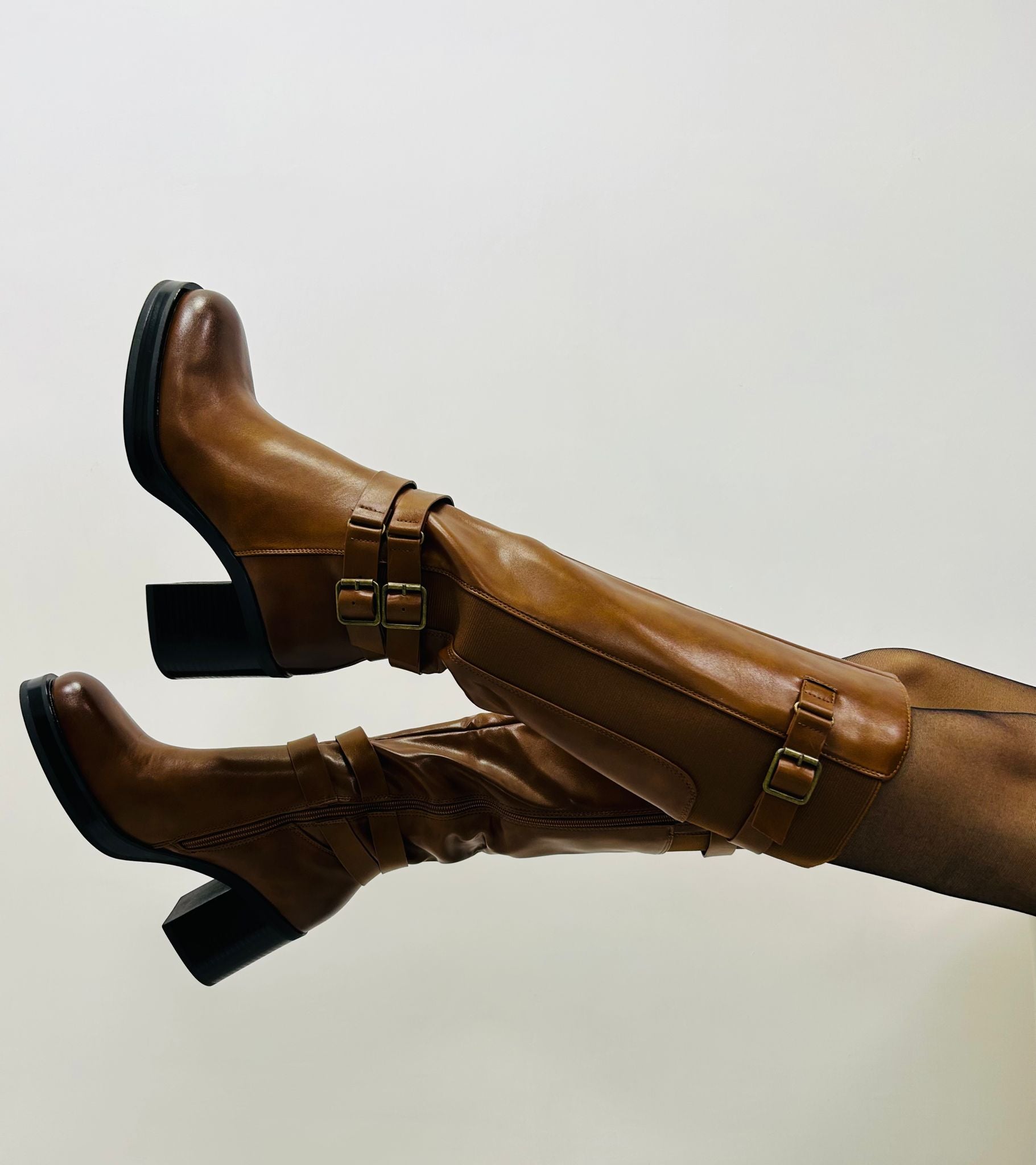 Botte effet cuir à double talon - Cuir - SC66