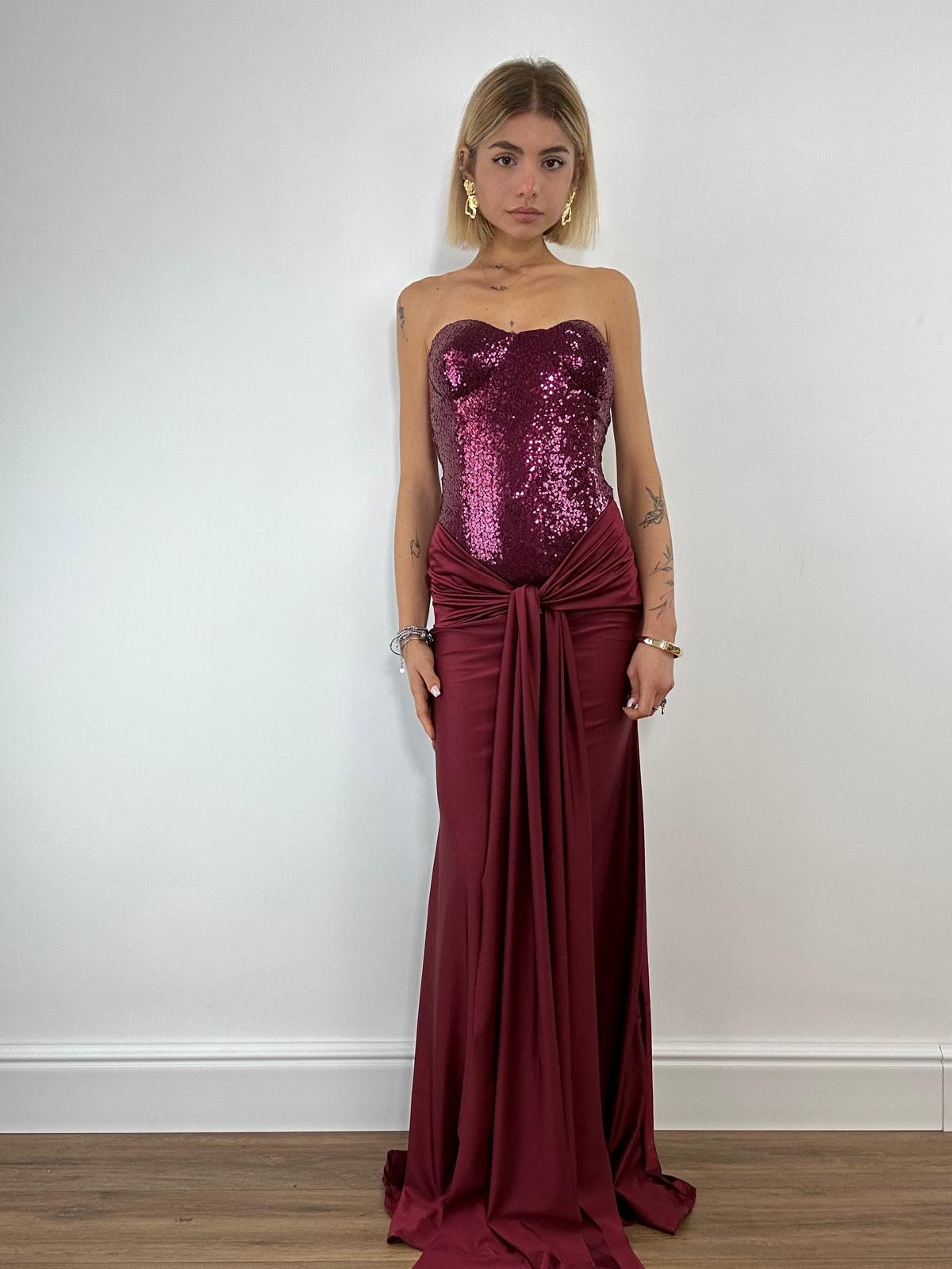 Abito con paillettes 1338 - Bordeaux
