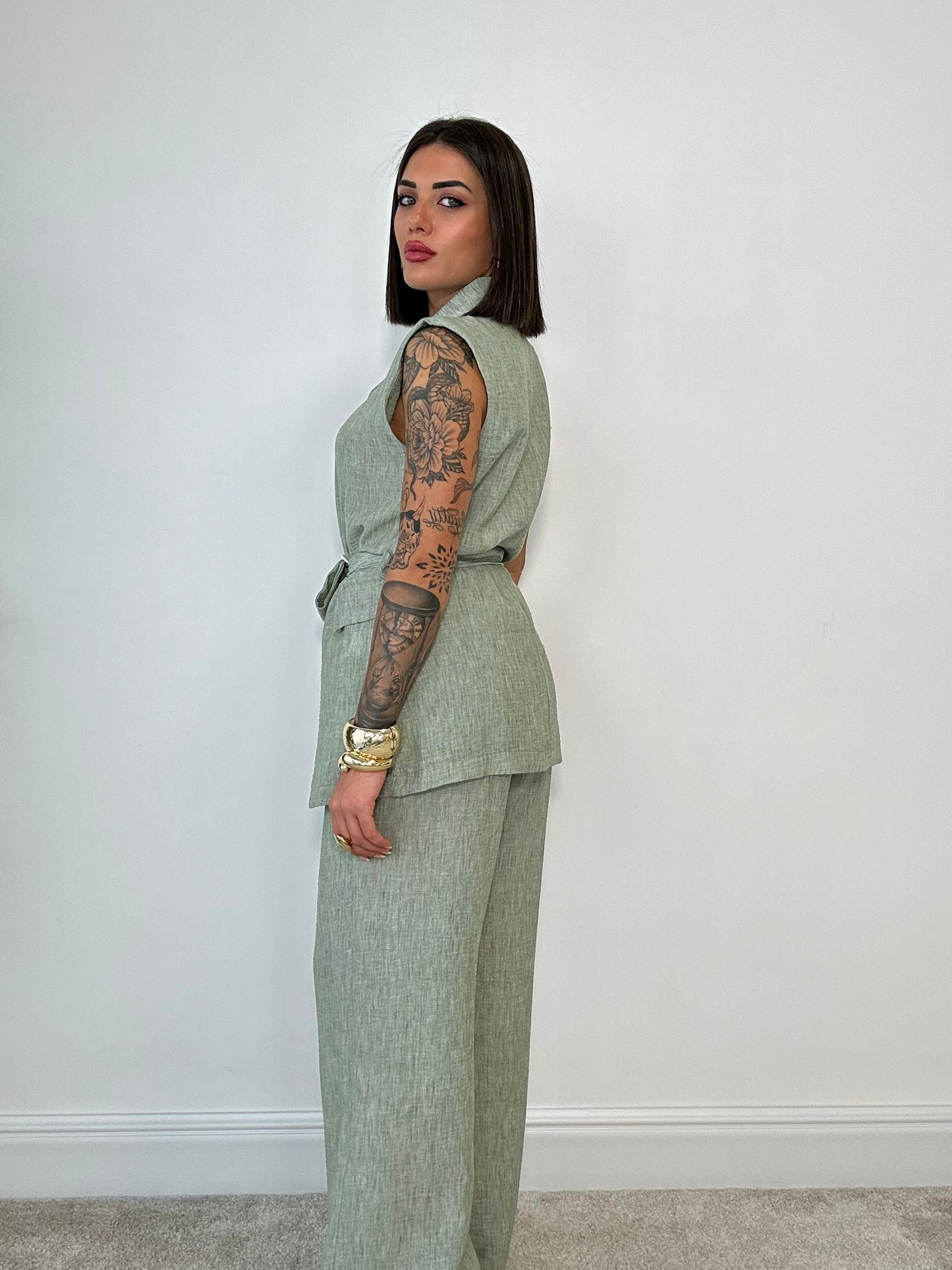 Coordinato Kyoto (Blazer Smanicato + Pantalone) Verde
