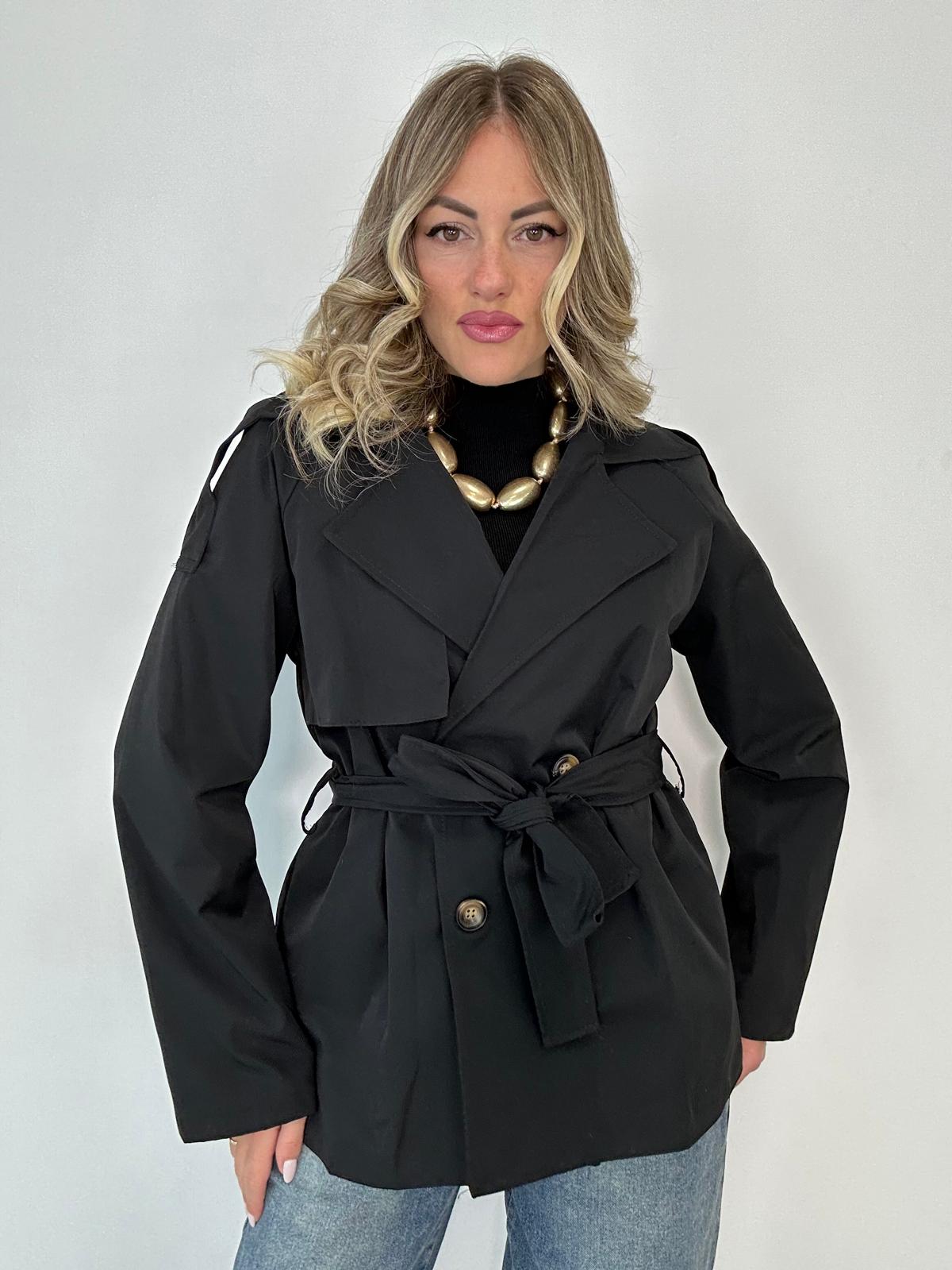 Kurzer Trenchcoat 5909 - Schwarz