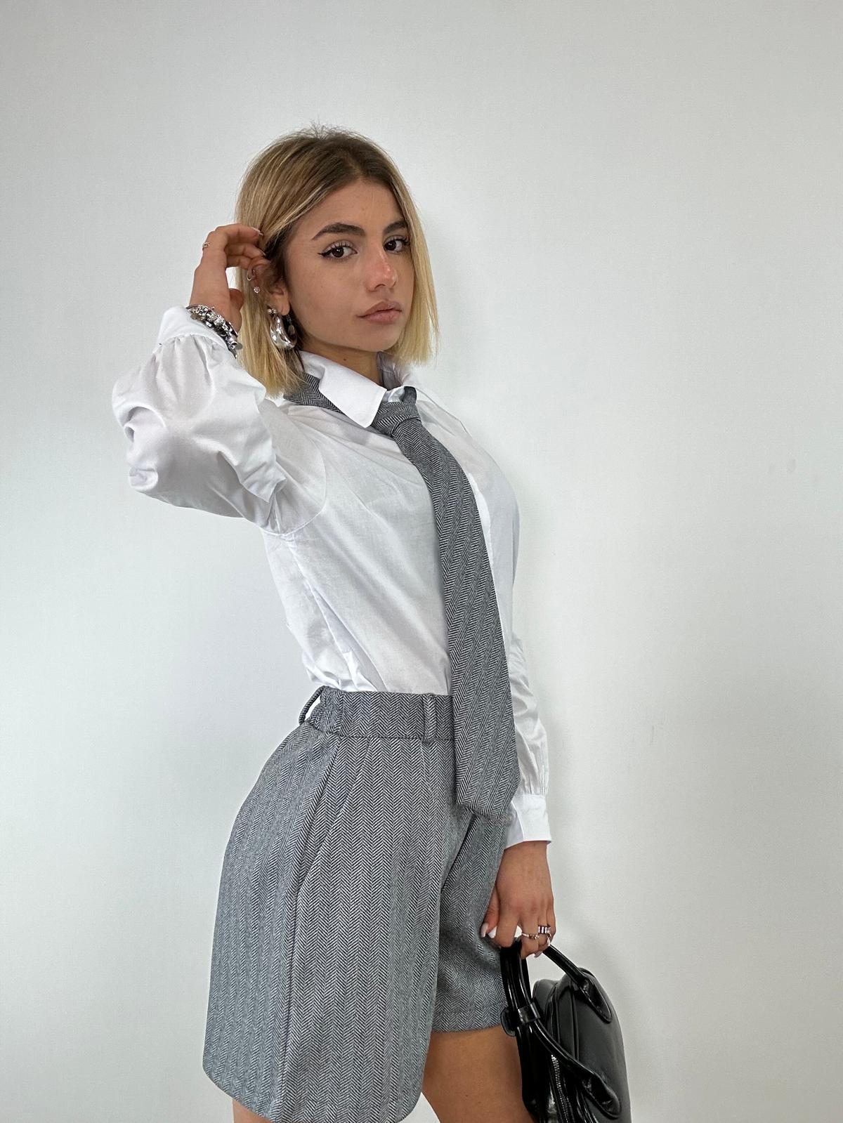 Coordinato 5656 (Camicia + Pantaloncino + Cravatta) Grigio