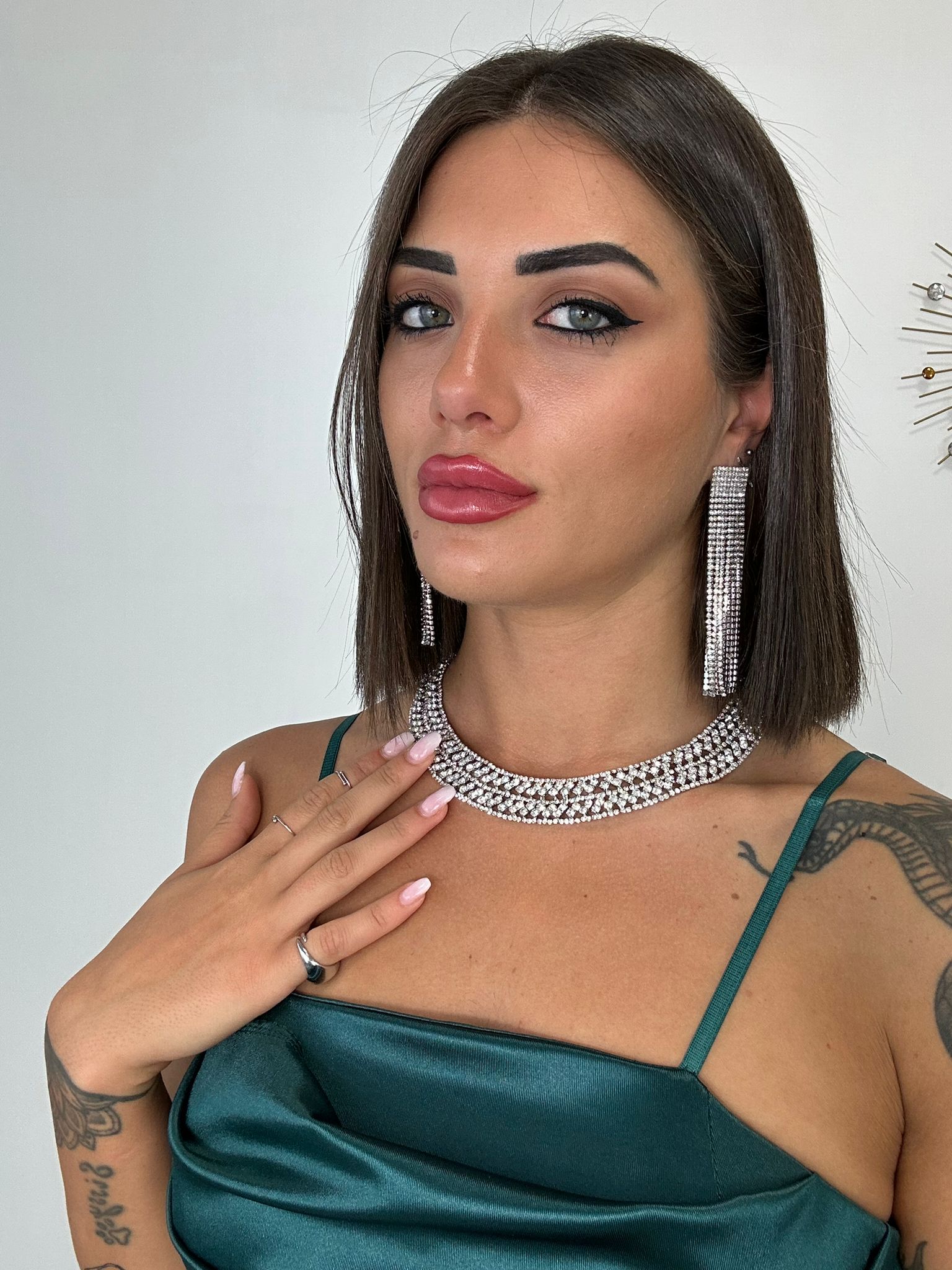 Strass Choker Halskette - Silber