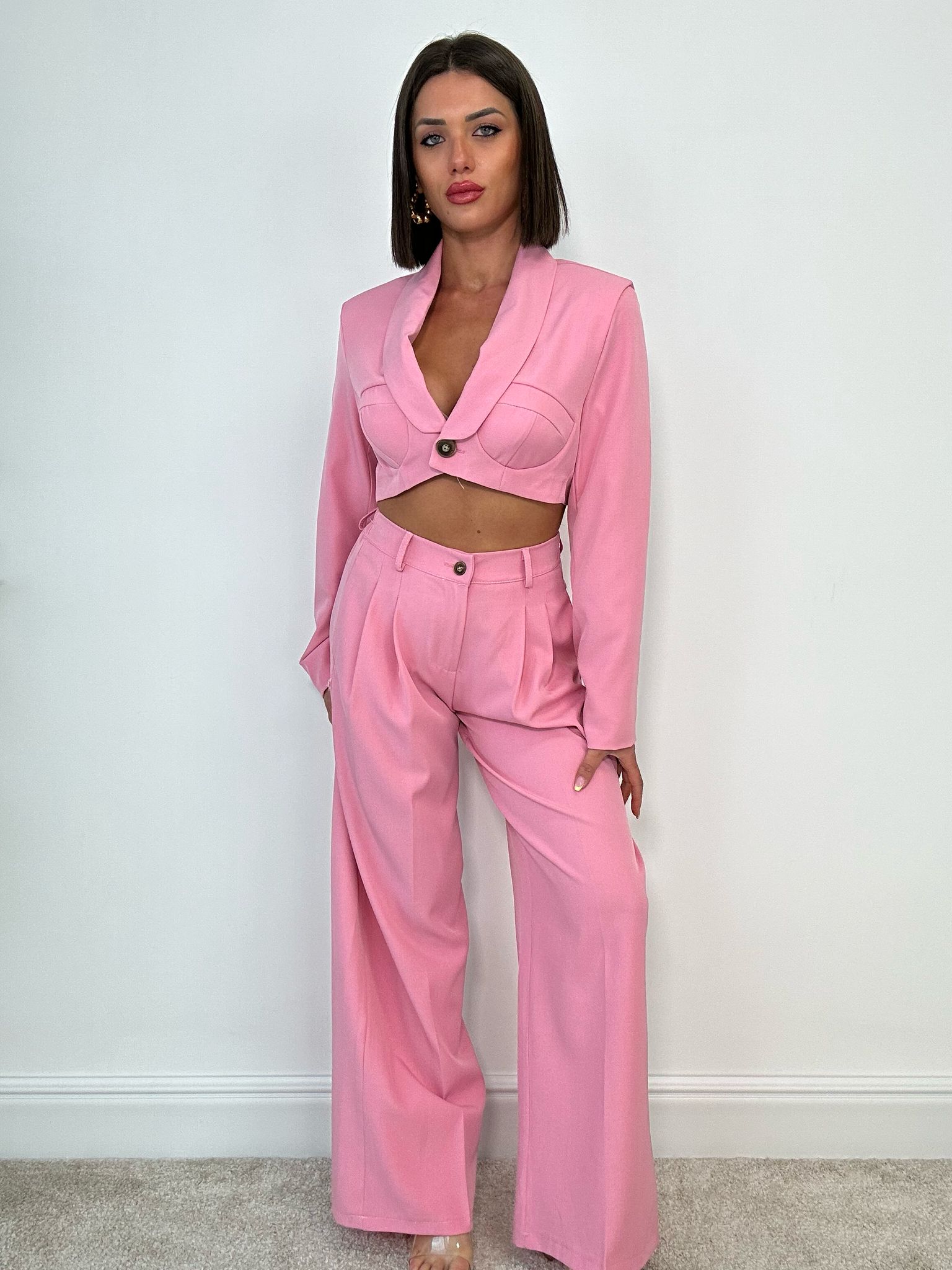 Vittoria Kombiset (Blazer Crop + Hose) Rosa