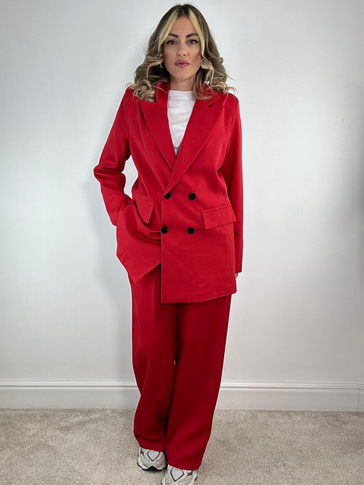 Tailleur Malaga M12153 (Blazer Doppio Petto + Pantalone) Rosso