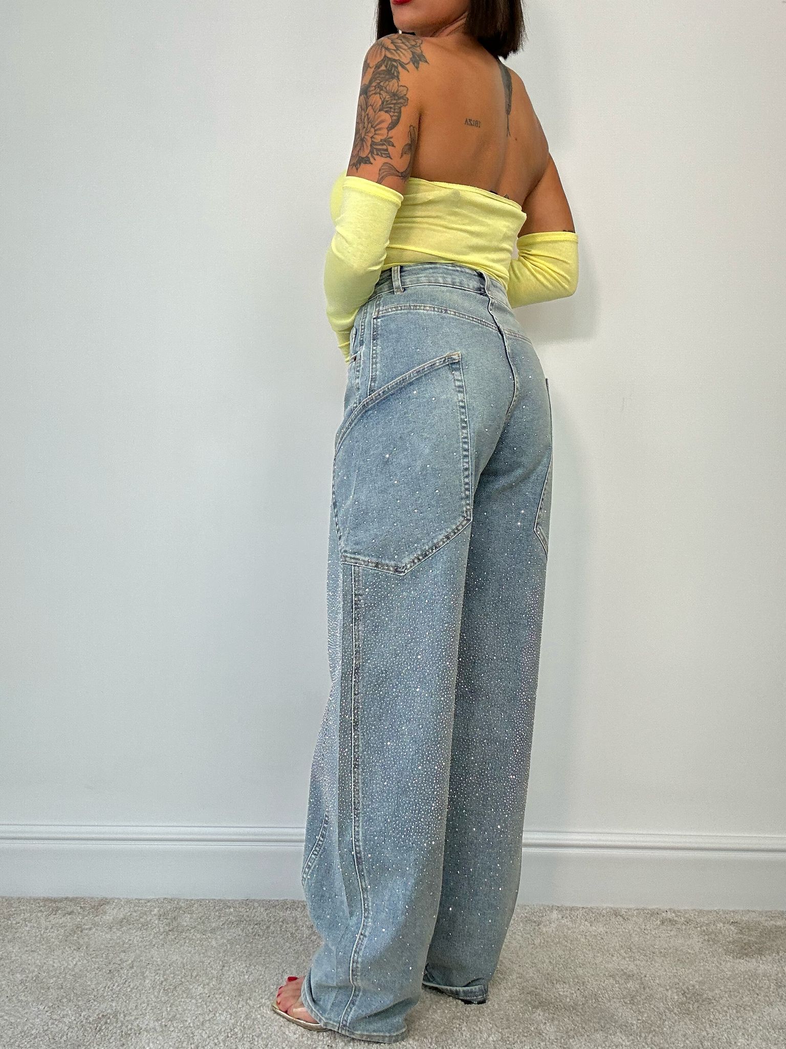 Jeans Wide Balloon con Strass DISPONIBILE SOLO XS