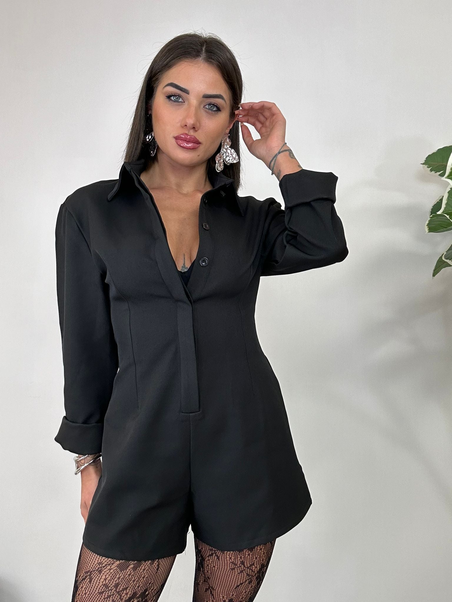 Tutina con bottoni - Nero