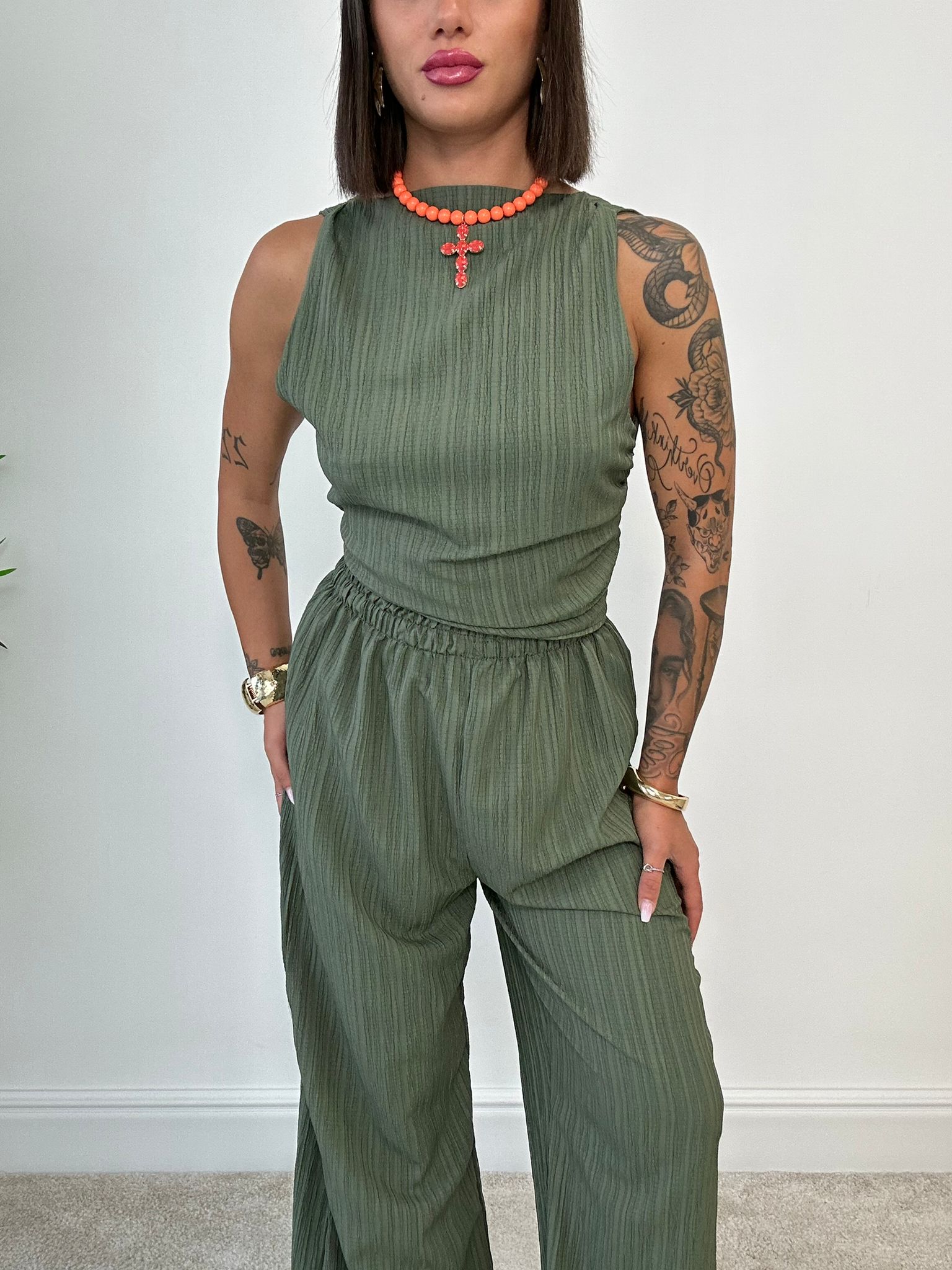 Coordinato Simona (Top + Pantalone) Verde