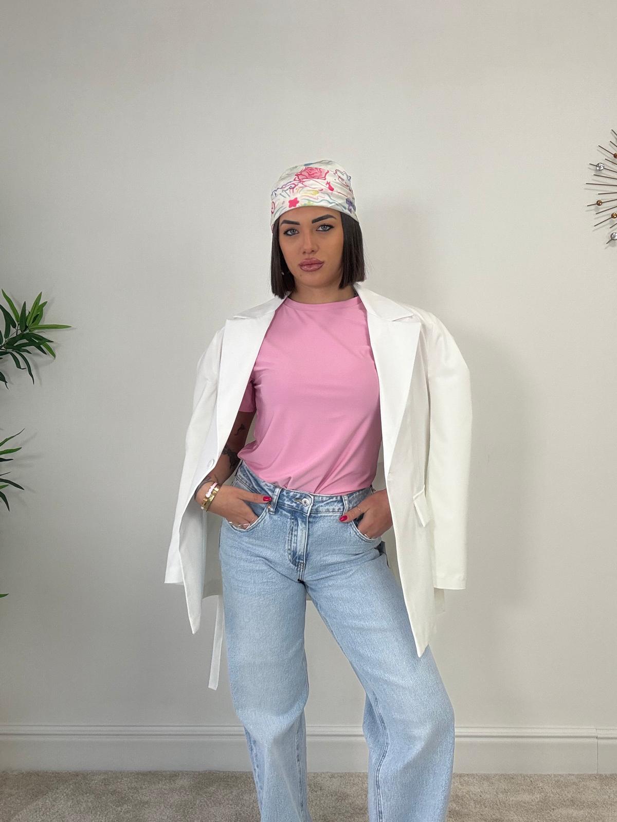 Jeans con foulard a palazzo - Lavaggio chiaro