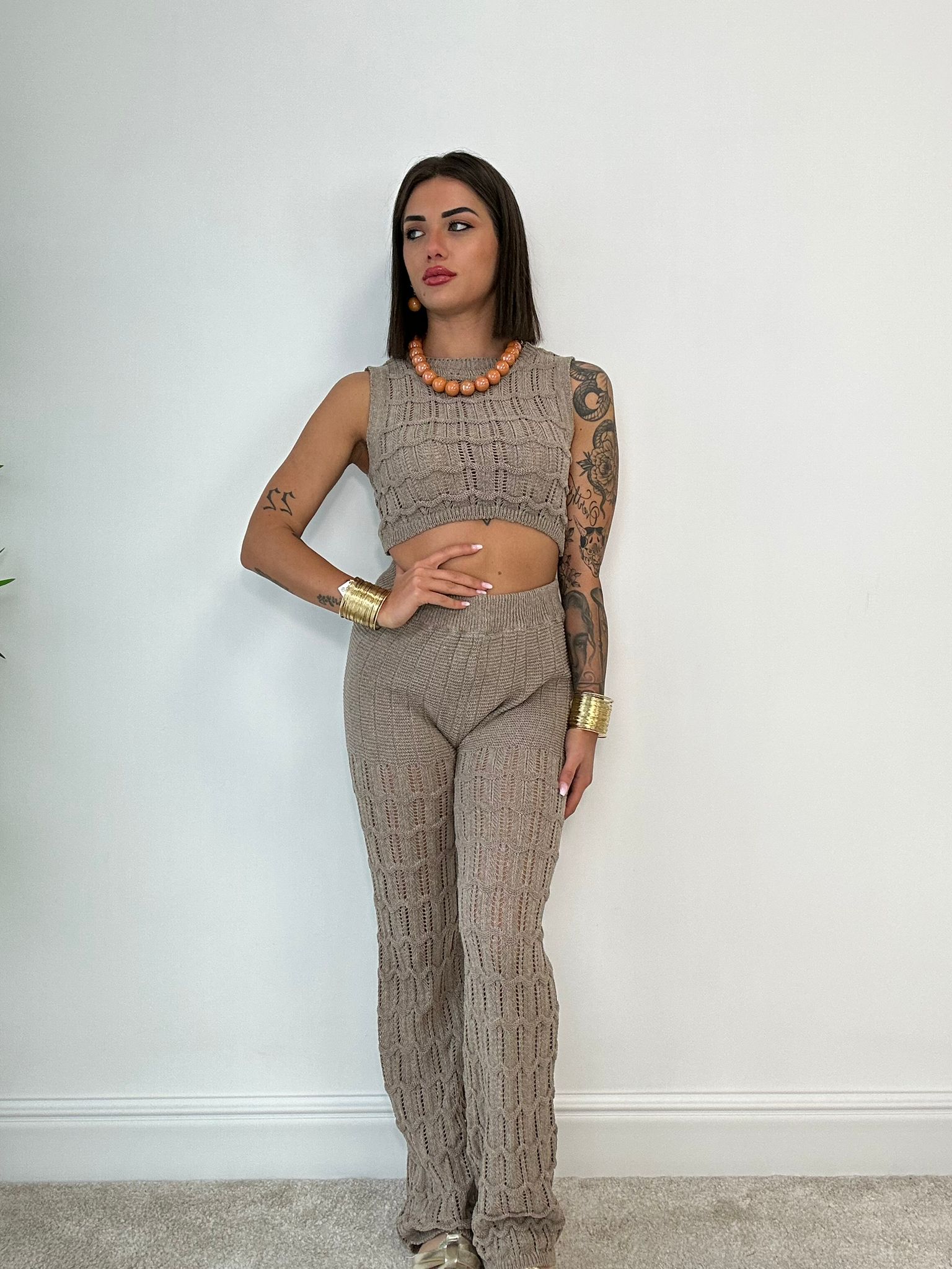 Coordinato "My Summer" (Top + Pantalone) Fango