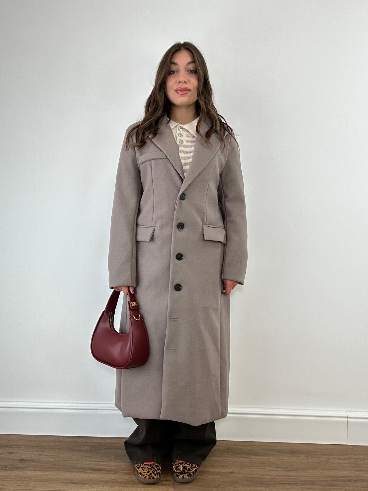 Cappotto lungo 88802 - Tortora