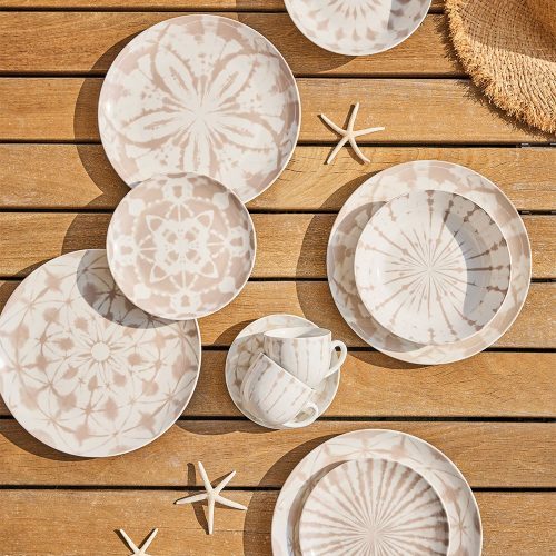 SERVIZIO PIATTO CERAMICA 18pz CELINE BEIGE MADISON