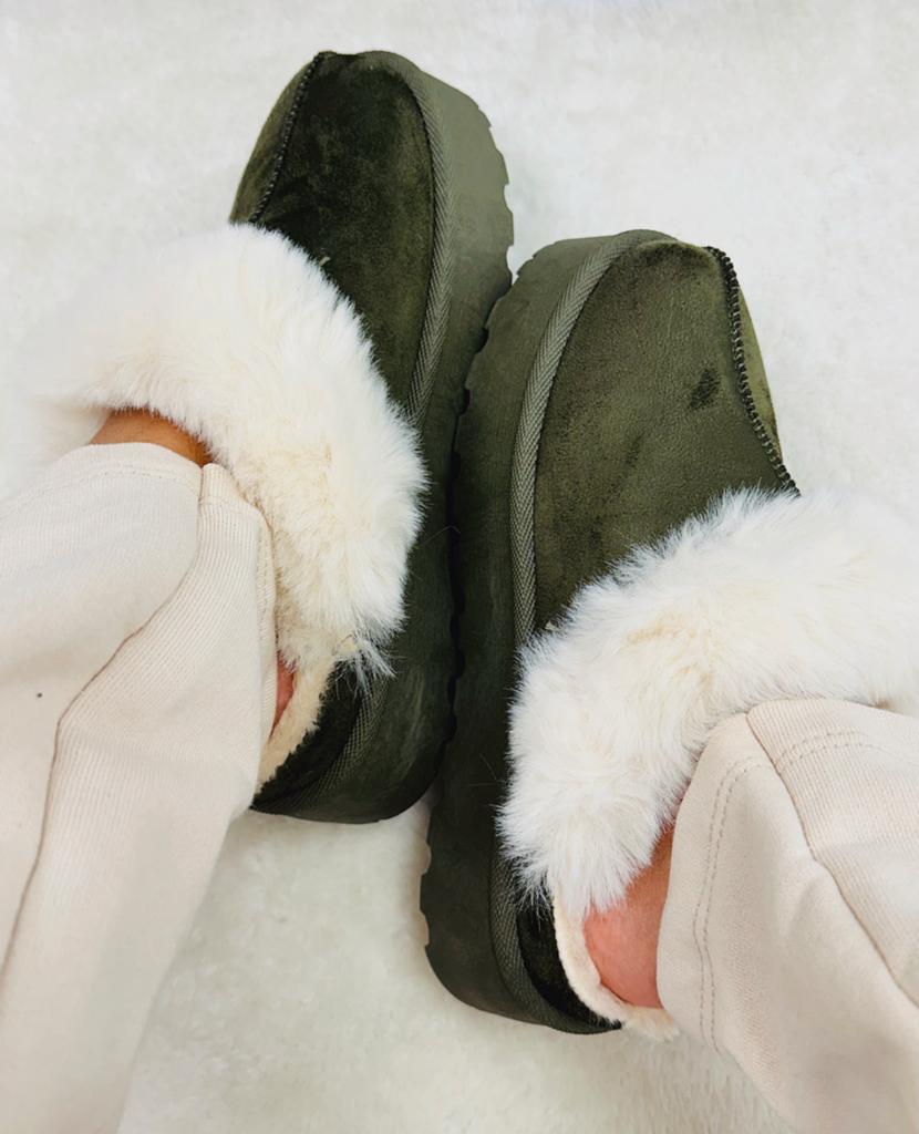 Slippers con ecopelliccia - Army Green - SC57